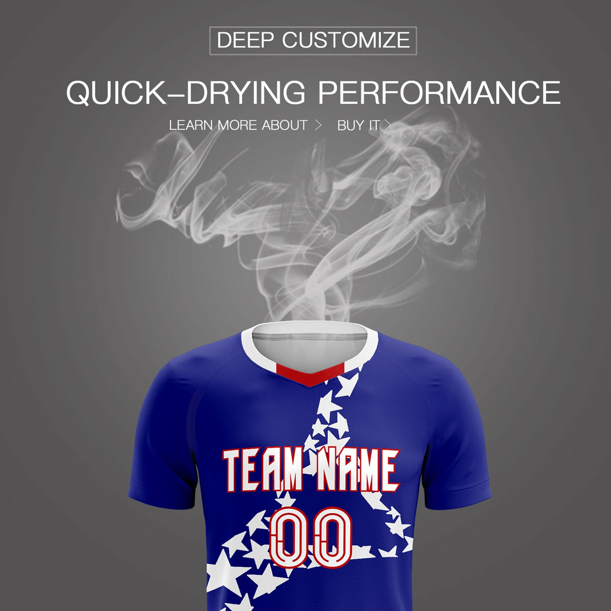 Custom Royal White America Star World Cup Inspired Breathable Graffiti Pattern Soccer Sets Jersey