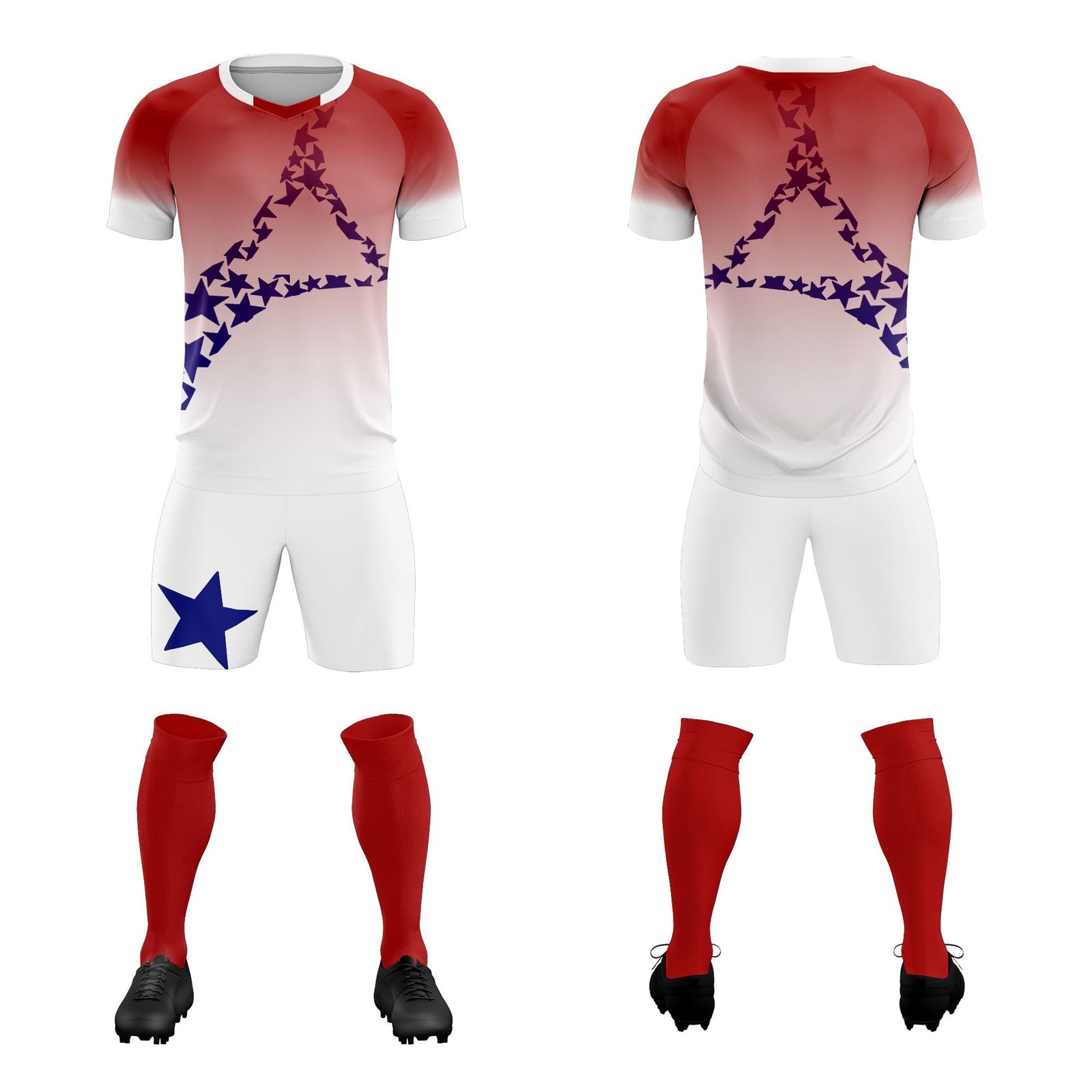 Custom Red Royal America Star World Cup Inspired Quick-Drying Gradient Fashion Soccer Sets Jersey