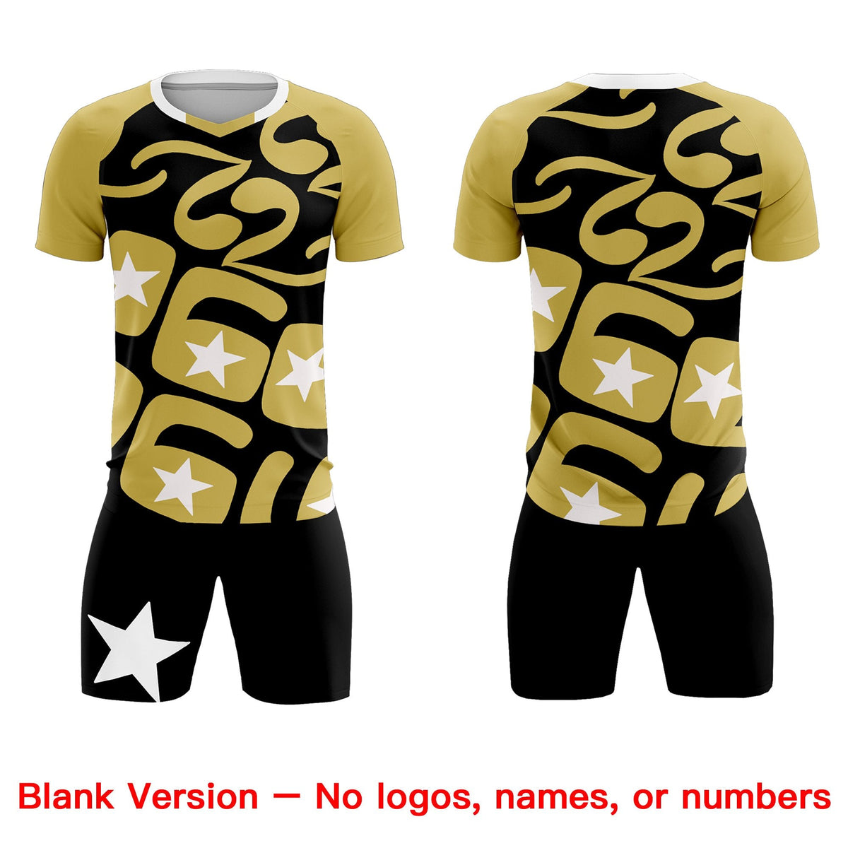 Custom Old Gold Black America Star World Cup Inspired Breathable Graffiti Pattern Soccer Sets Jersey