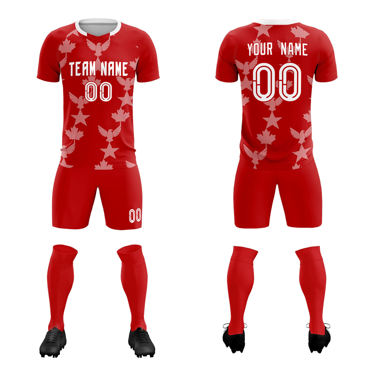 Custom Red World Cup Inspired Breathable&amp;Quick-Drying Training Uniform Graffiti Pattern Soccer Sets Jersey