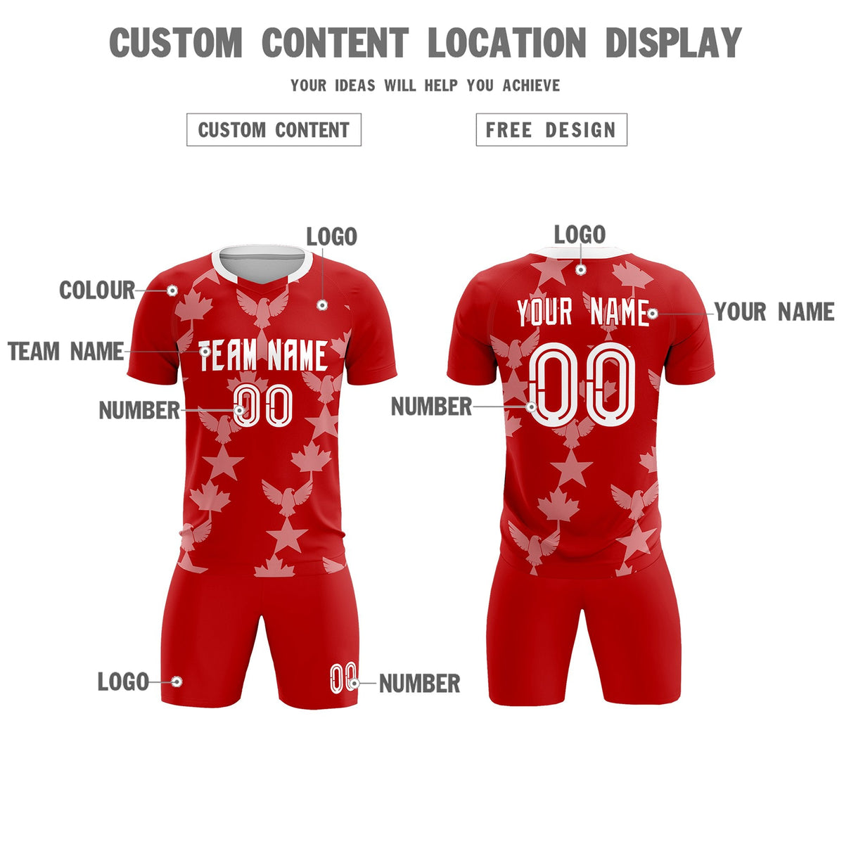 Custom Red World Cup Inspired Breathable&amp;Quick-Drying Training Uniform Graffiti Pattern Soccer Sets Jersey
