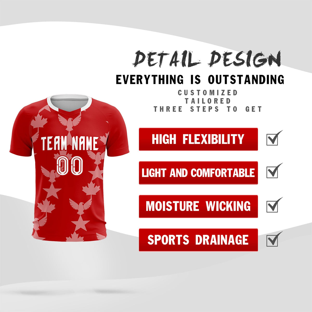 Custom Red World Cup Inspired Breathable&amp;Quick-Drying Training Uniform Graffiti Pattern Soccer Sets Jersey