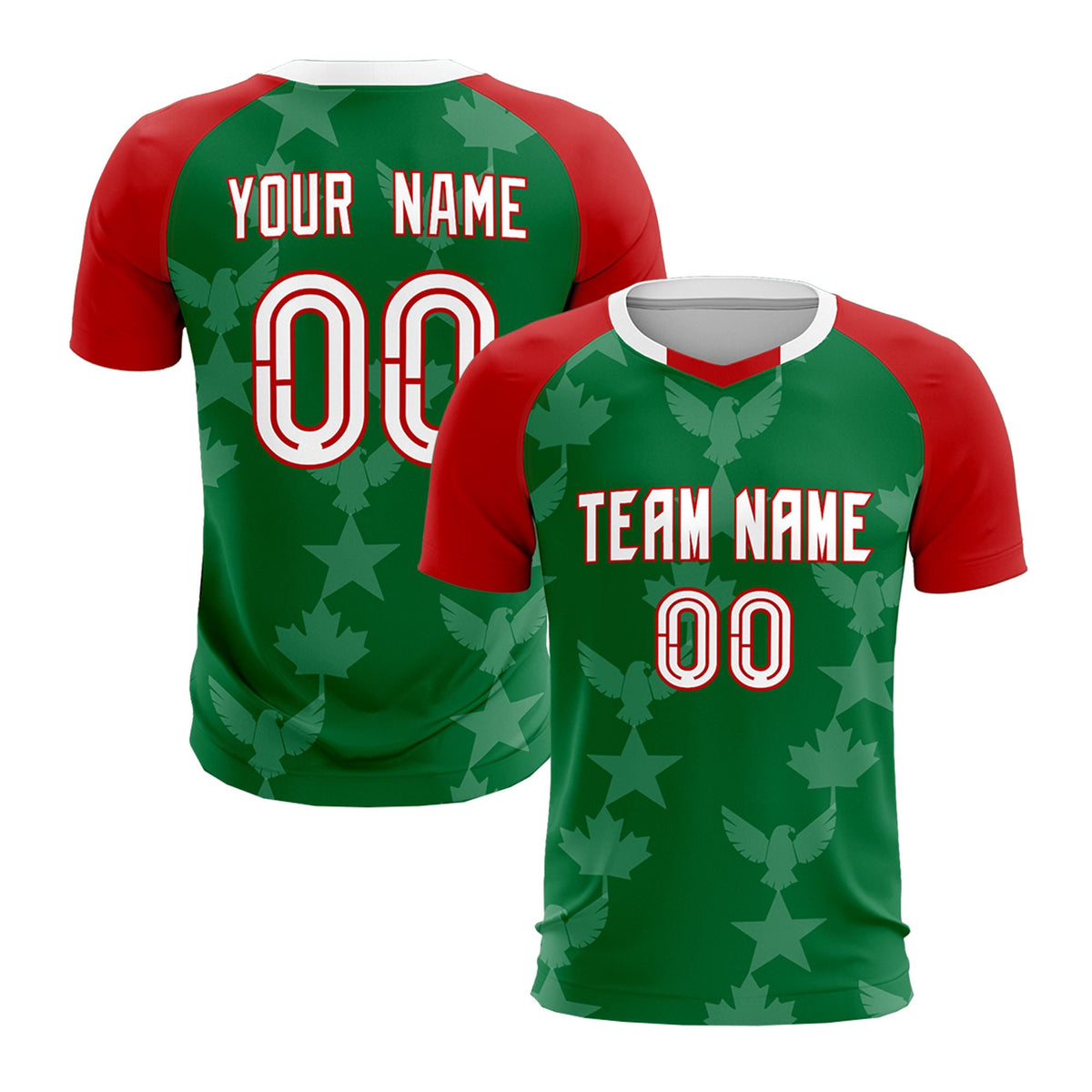 Custom Red Kelly Green World Cup Inspired Lightweight&amp;Drapable Training Uniform Raglan Sleeve Soccer Sets Jersey