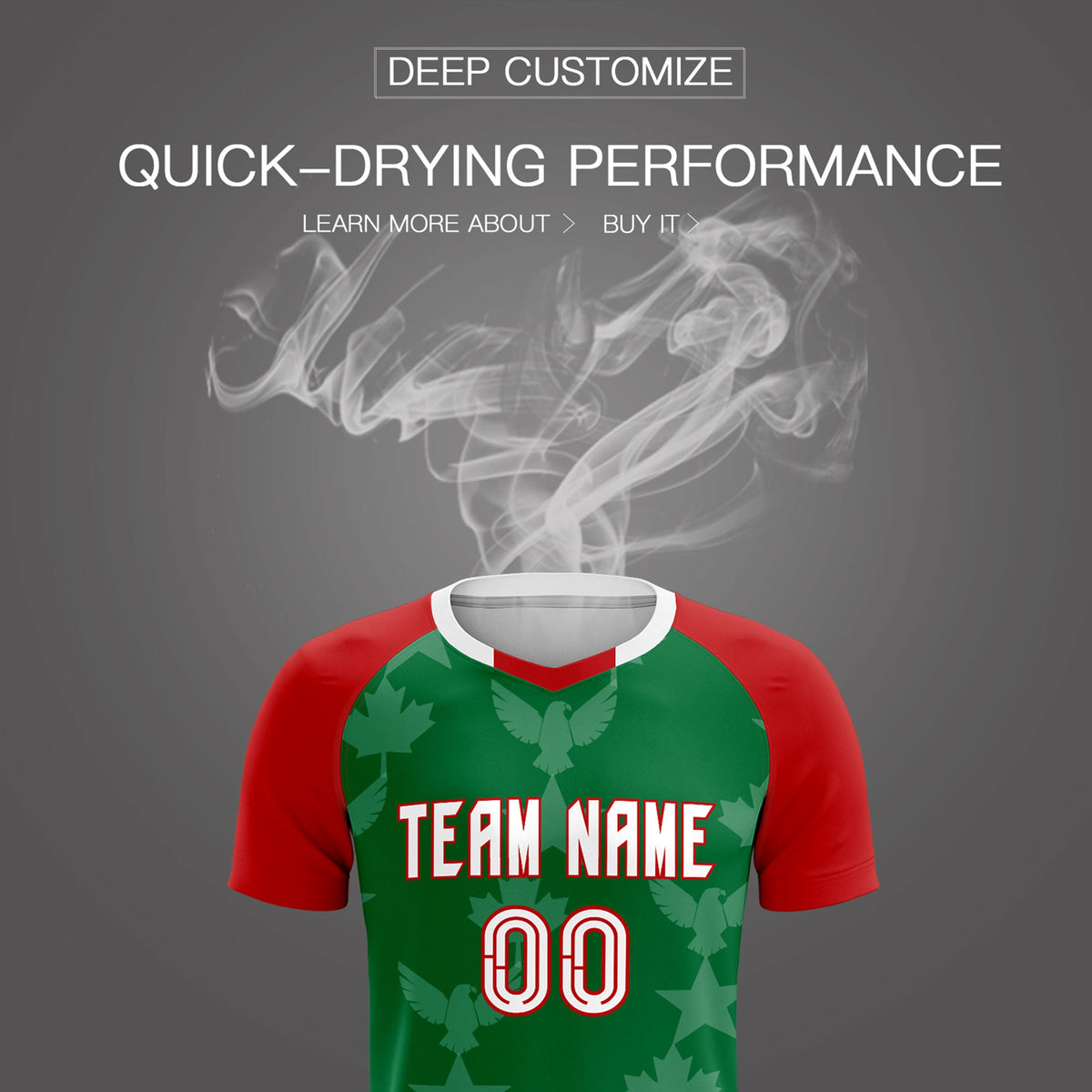 Custom Red Kelly Green World Cup Inspired Lightweight&amp;Drapable Training Uniform Raglan Sleeve Soccer Sets Jersey
