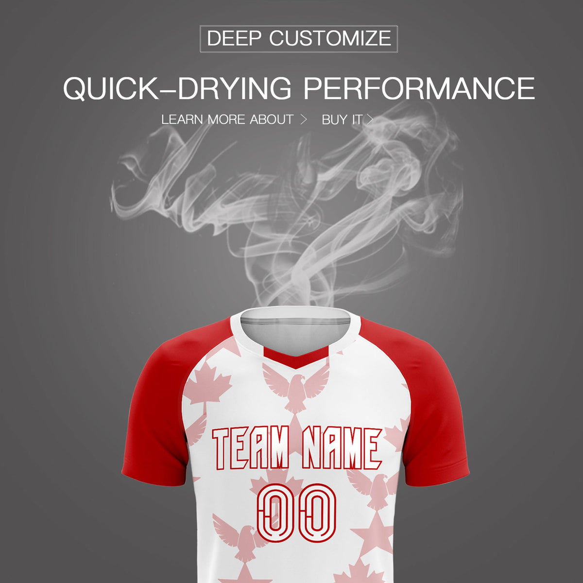 Custom Red White World Cup Inspired Breathable&amp;Quick-Drying Training Uniform Raglan Sleeve Soccer Sets Jersey