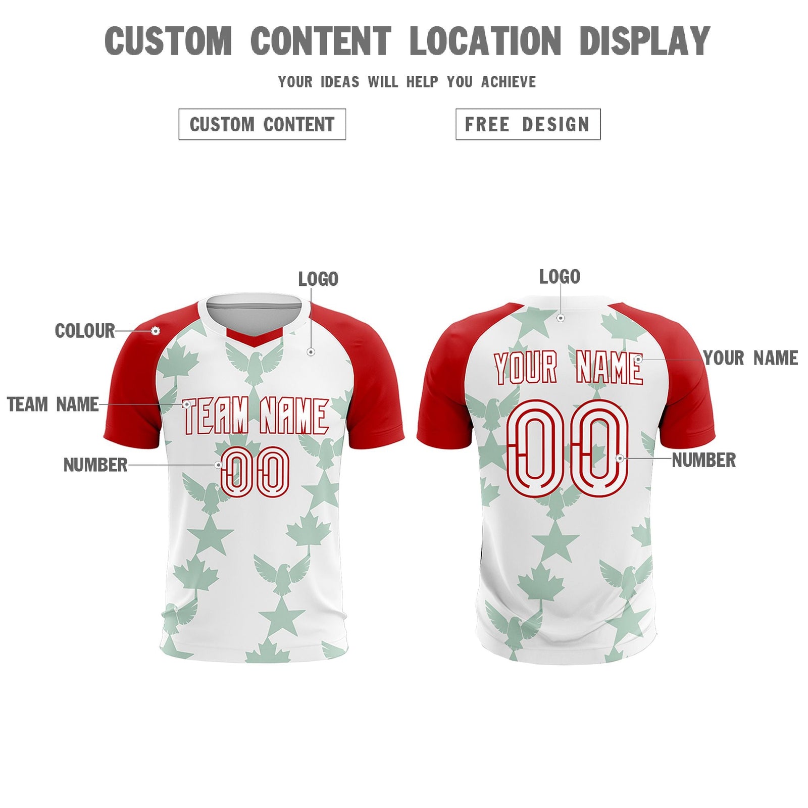 Custom Red White World Cup Inspired Lightweight&Drapable Training Uniform Raglan Sleeve Soccer Sets Jersey