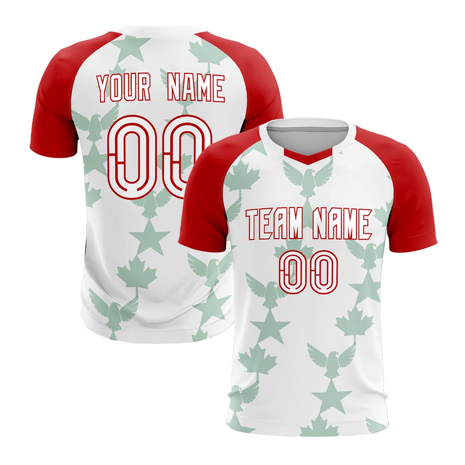 Custom Red White World Cup Inspired Lightweight&Drapable Training Uniform Raglan Sleeve Soccer Sets Jersey
