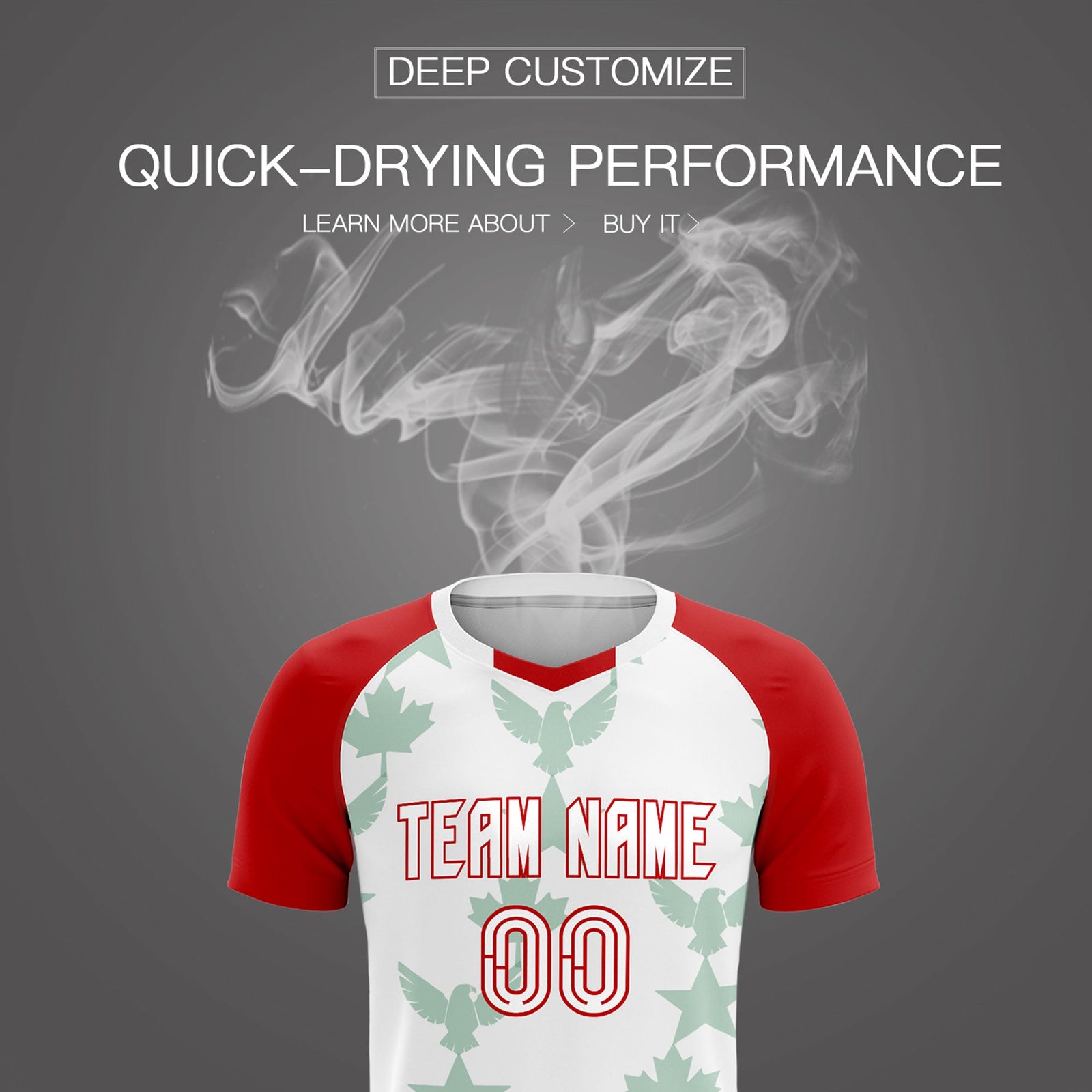 Custom Red White World Cup Inspired Lightweight&Drapable Training Uniform Raglan Sleeve Soccer Sets Jersey