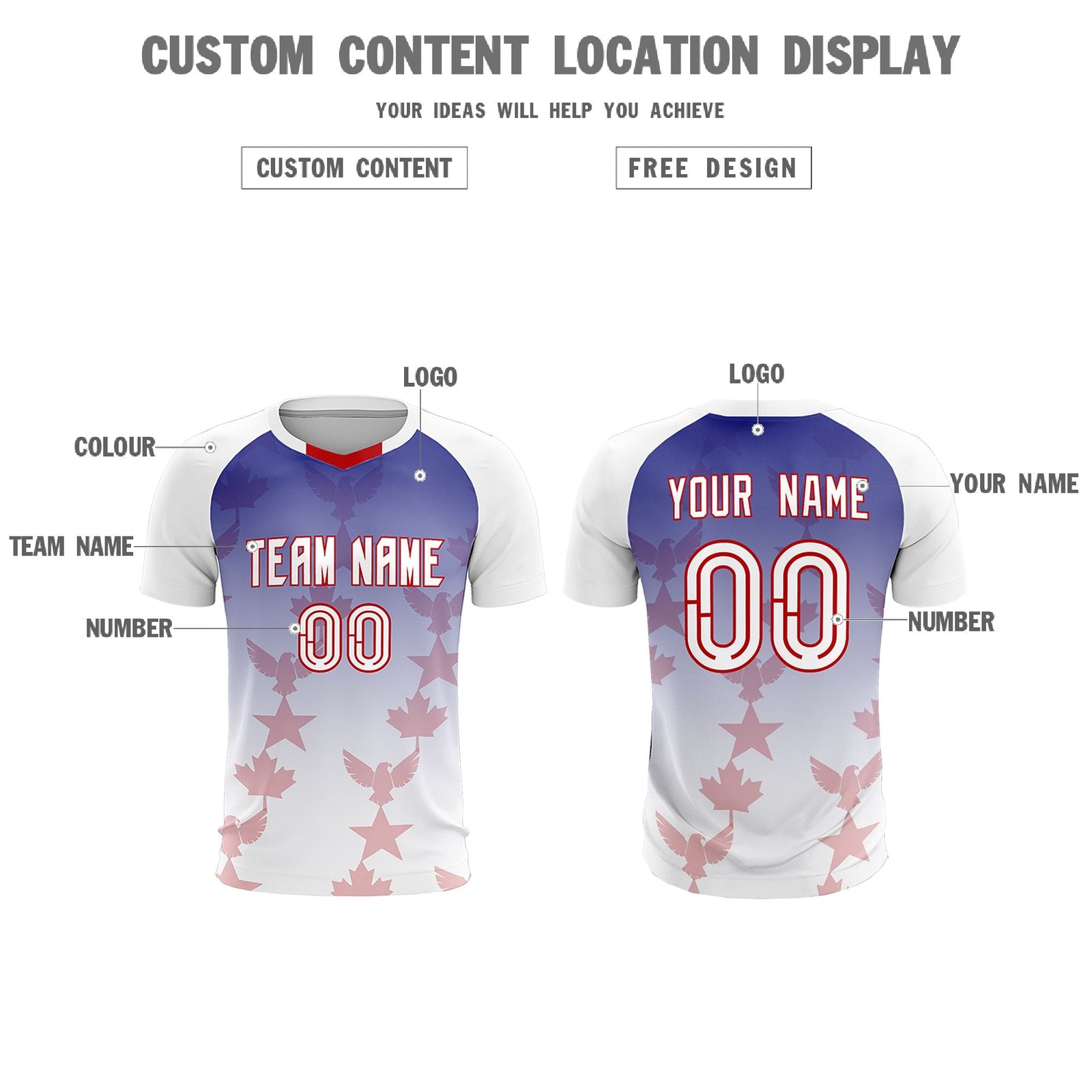 Custom White Royal World Cup Inspired Lightweight&Drapable Training Uniform Gradient Fashion Soccer Sets Jersey