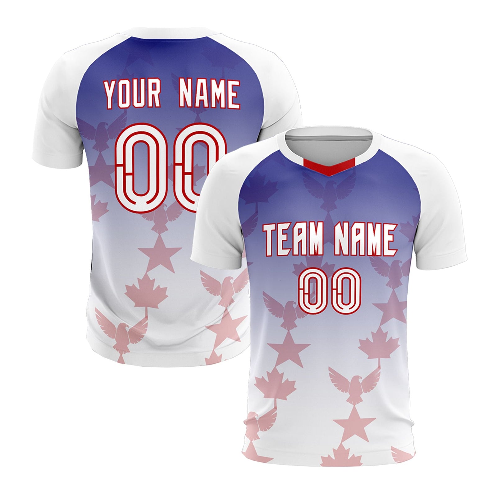 Custom White Royal World Cup Inspired Lightweight&Drapable Training Uniform Gradient Fashion Soccer Sets Jersey