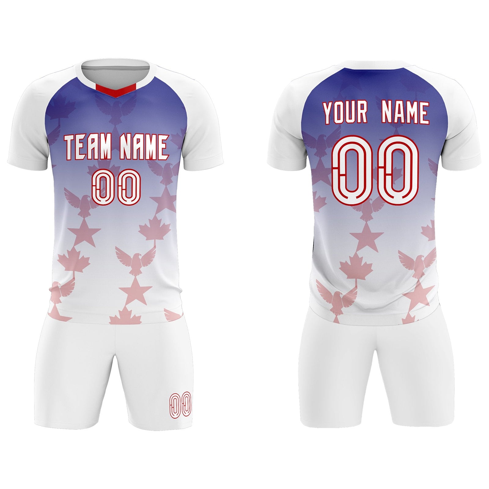 Custom White Royal World Cup Inspired Lightweight&Drapable Training Uniform Gradient Fashion Soccer Sets Jersey