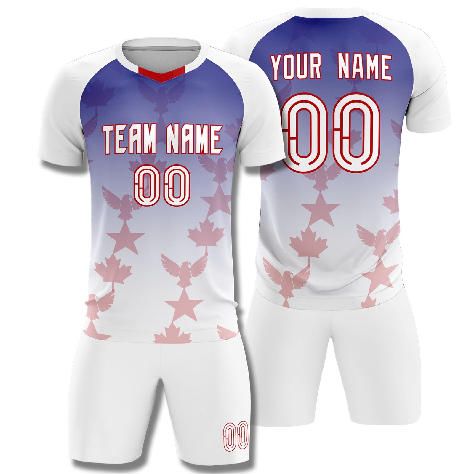 Custom White Royal World Cup Inspired Lightweight&Drapable Training Uniform Gradient Fashion Soccer Sets Jersey