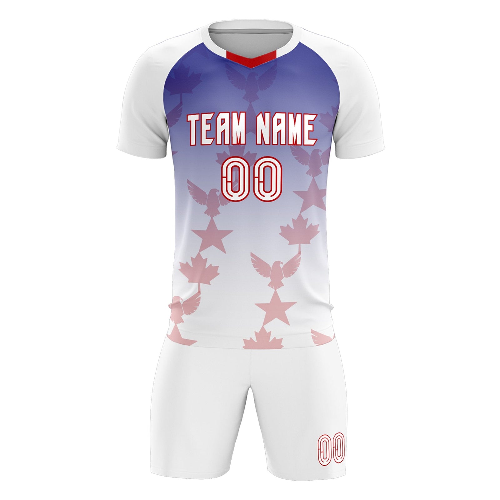 Custom White Royal World Cup Inspired Lightweight&Drapable Training Uniform Gradient Fashion Soccer Sets Jersey