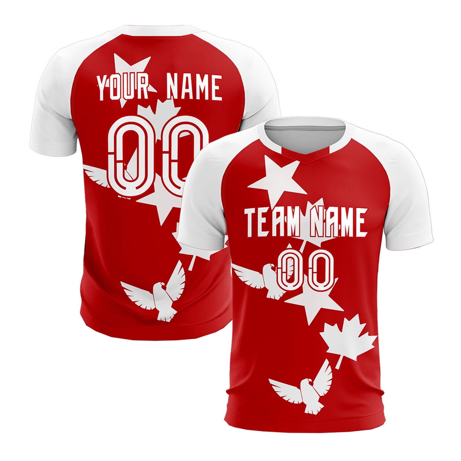 Custom White Red World Cup Inspired Lightweight&Drapable Training Uniform Raglan Sleeve Soccer Sets Jersey