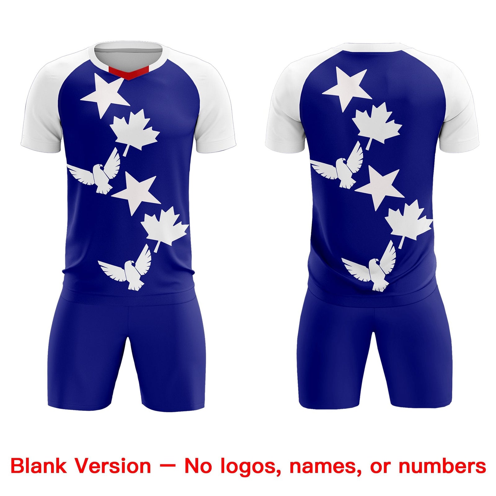 Custom White Royal World Cup Inspired Breathable&Quick-Drying Training Uniform Raglan Sleeve Soccer Sets Jersey