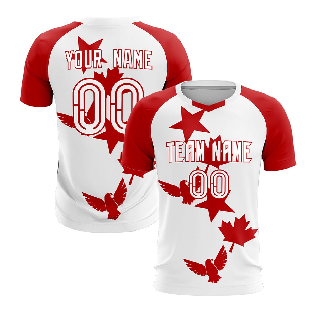 Custom Red White World Cup Inspired Lightweight&amp;Drapable Training Uniform Raglan Sleeve Soccer Sets Jersey