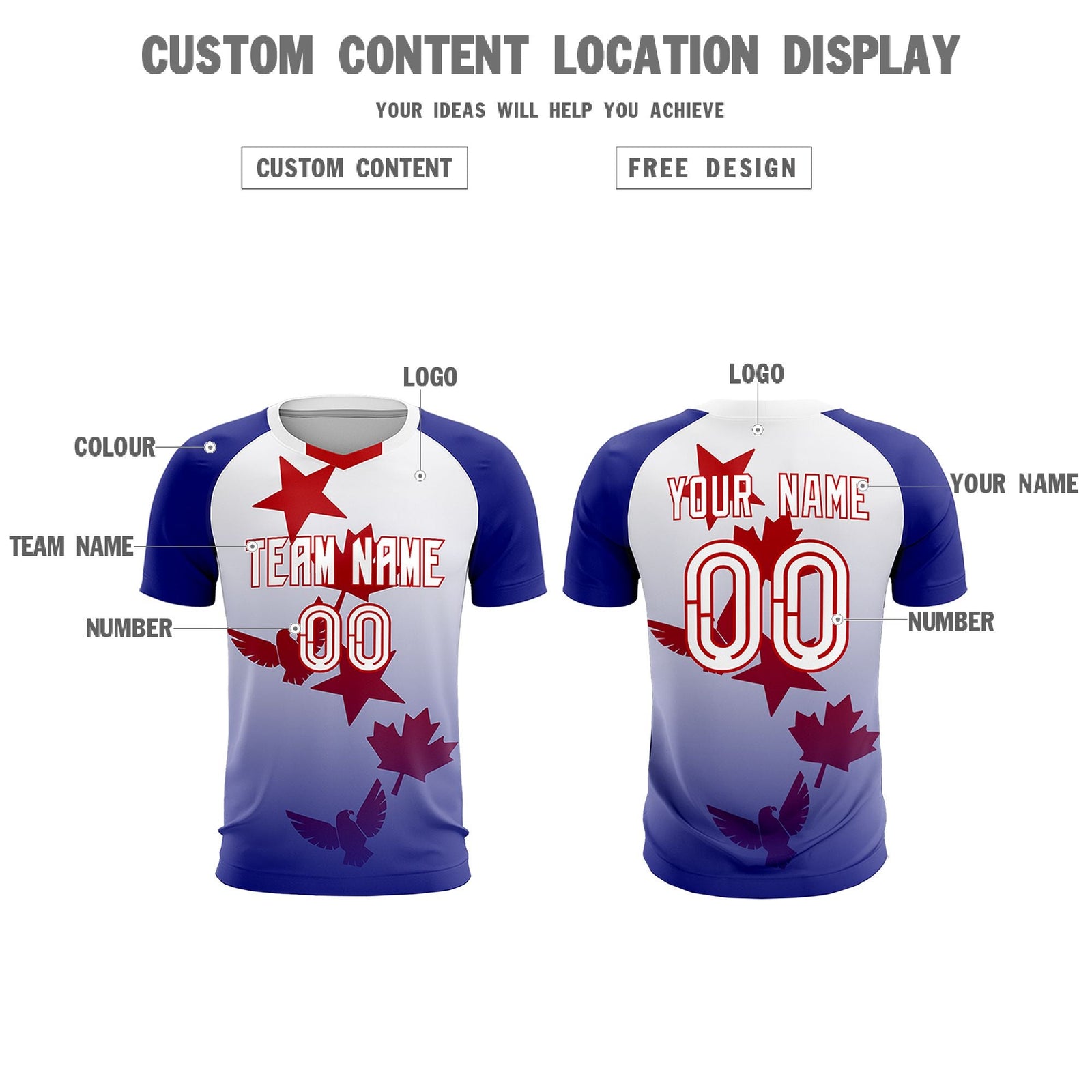 Custom Royal White World Cup Inspired Lightweight&Drapable Training Uniform Gradient Fashion Soccer Sets Jersey
