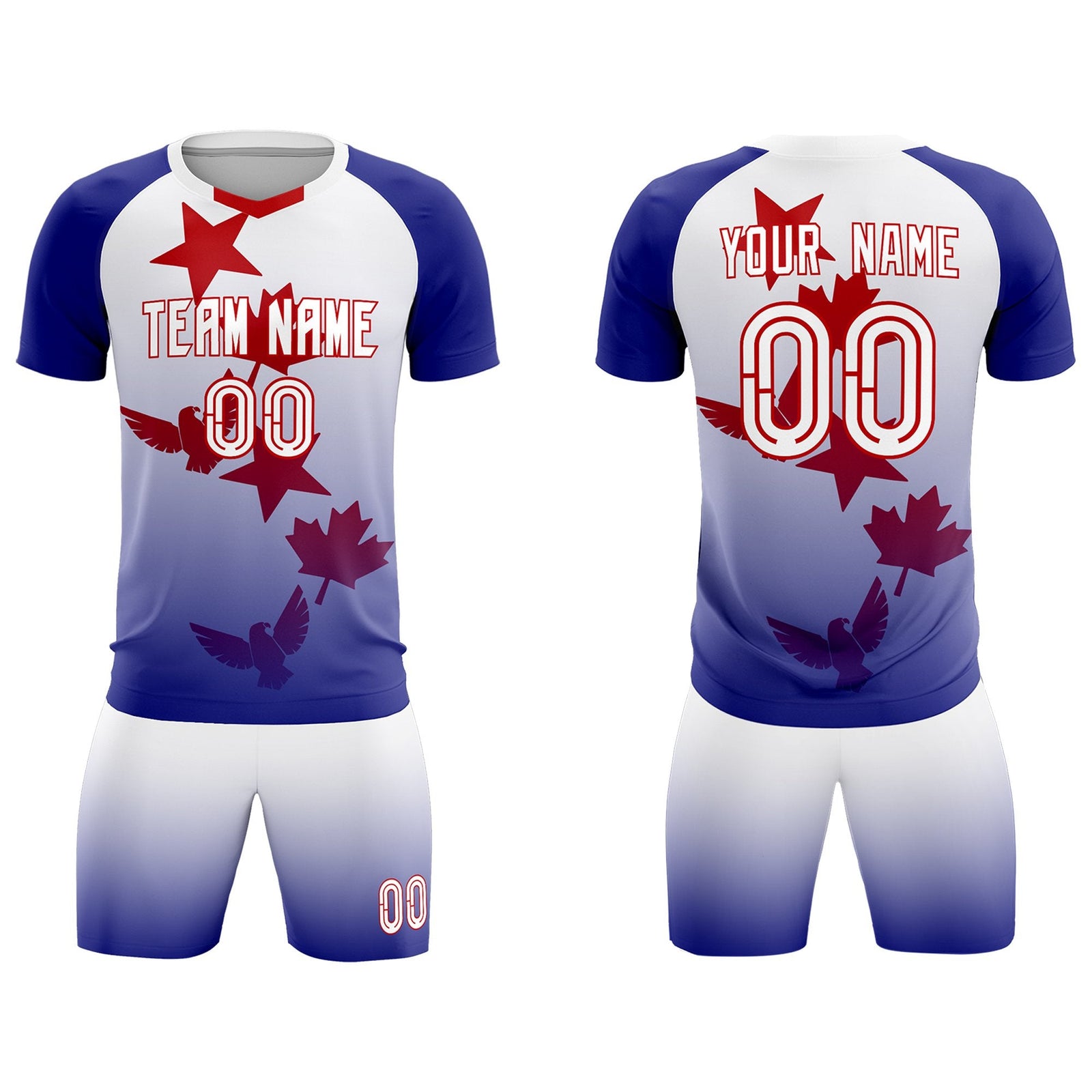 Custom Royal White World Cup Inspired Lightweight&Drapable Training Uniform Gradient Fashion Soccer Sets Jersey