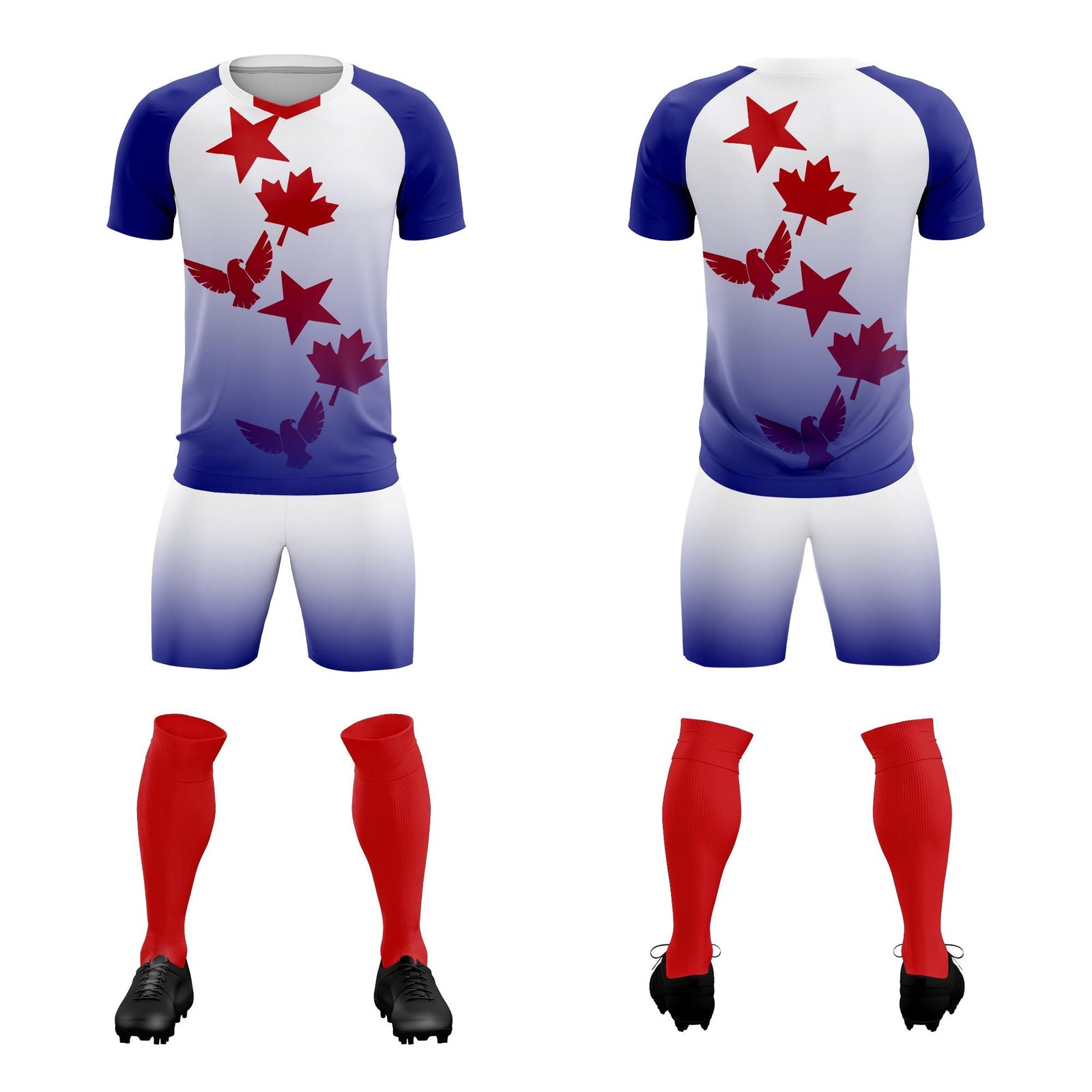 Custom Royal White World Cup Inspired Lightweight&Drapable Training Uniform Gradient Fashion Soccer Sets Jersey