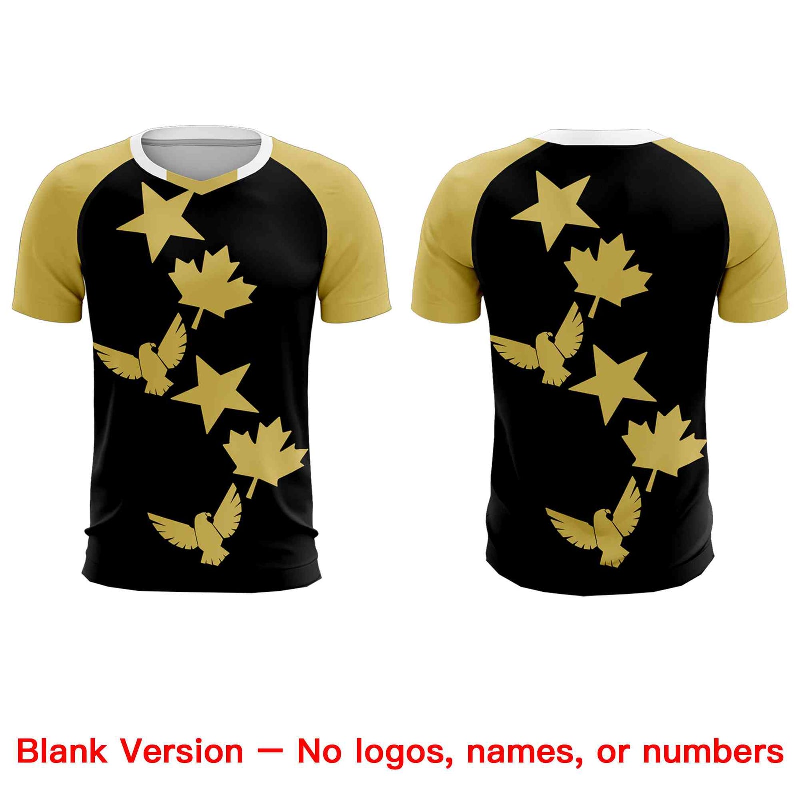 Custom Old Gold Black World Cup Inspired Wrinkle-Resistant Training Uniform Raglan Sleeve Soccer Sets Jersey