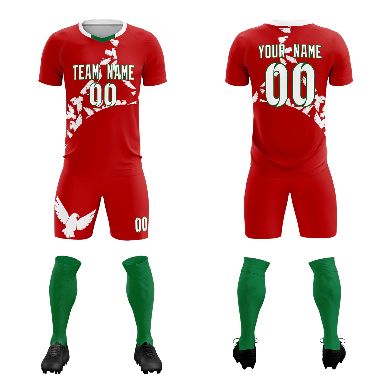 Custom Red White Mexico Eagle World Cup Inspired Quick-Drying Graffiti Pattern Soccer Sets Jersey