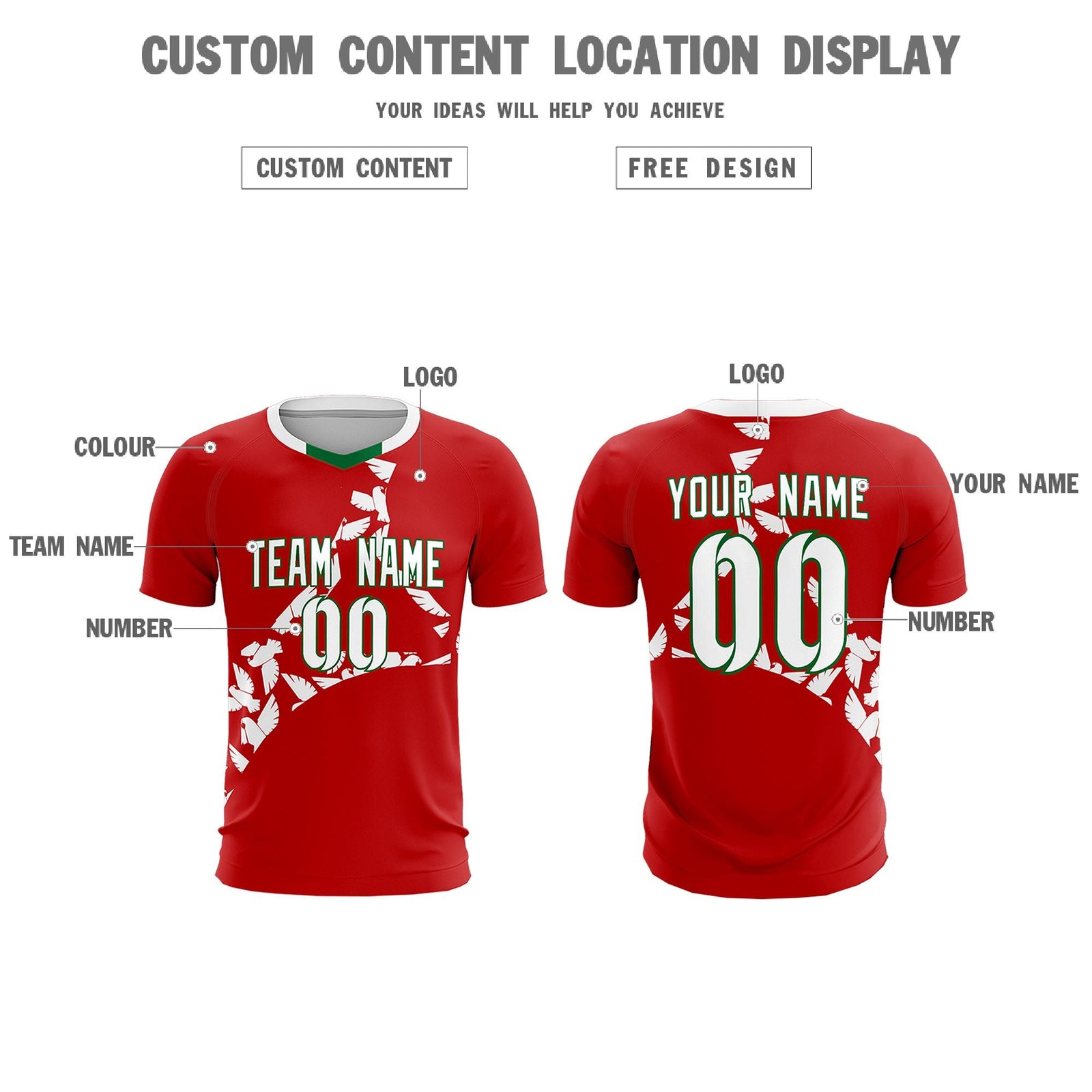 Custom Red White Mexico Eagle World Cup Inspired Quick-Drying Graffiti Pattern Soccer Sets Jersey