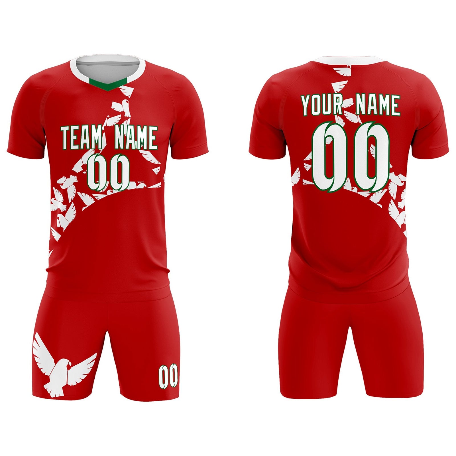 Custom Red White Mexico Eagle World Cup Inspired Quick-Drying Graffiti Pattern Soccer Sets Jersey