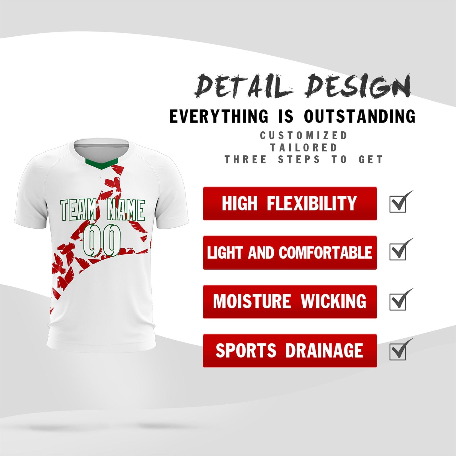 Custom White Red Mexico Eagle World Cup Inspired Lightweight Graffiti Pattern Soccer Sets Jersey