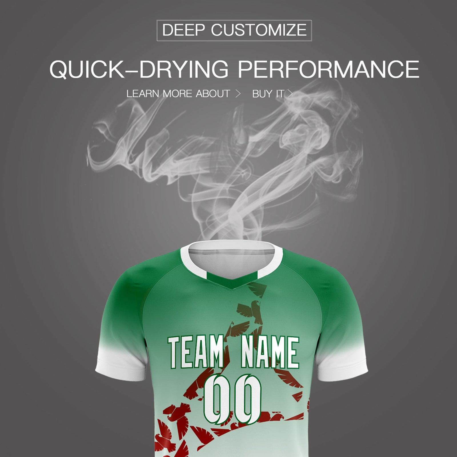 Custom Kelly Green Red Mexico Eagle World Cup Inspired Wrinkle-Resistant Gradient Fashion Soccer Sets Jersey