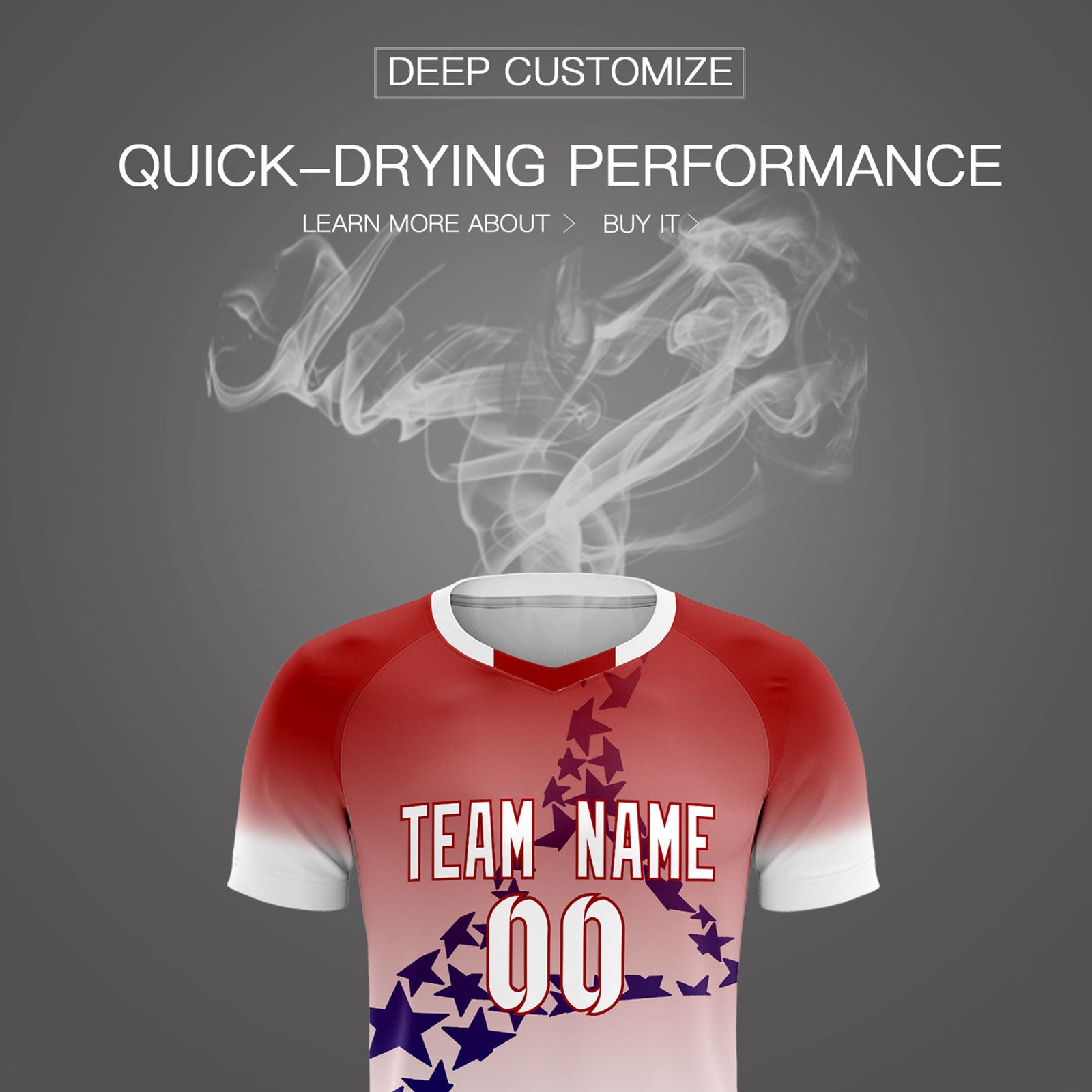 Custom Red Royal America Star World Cup Inspired Quick-Drying Gradient Fashion Soccer Sets Jersey