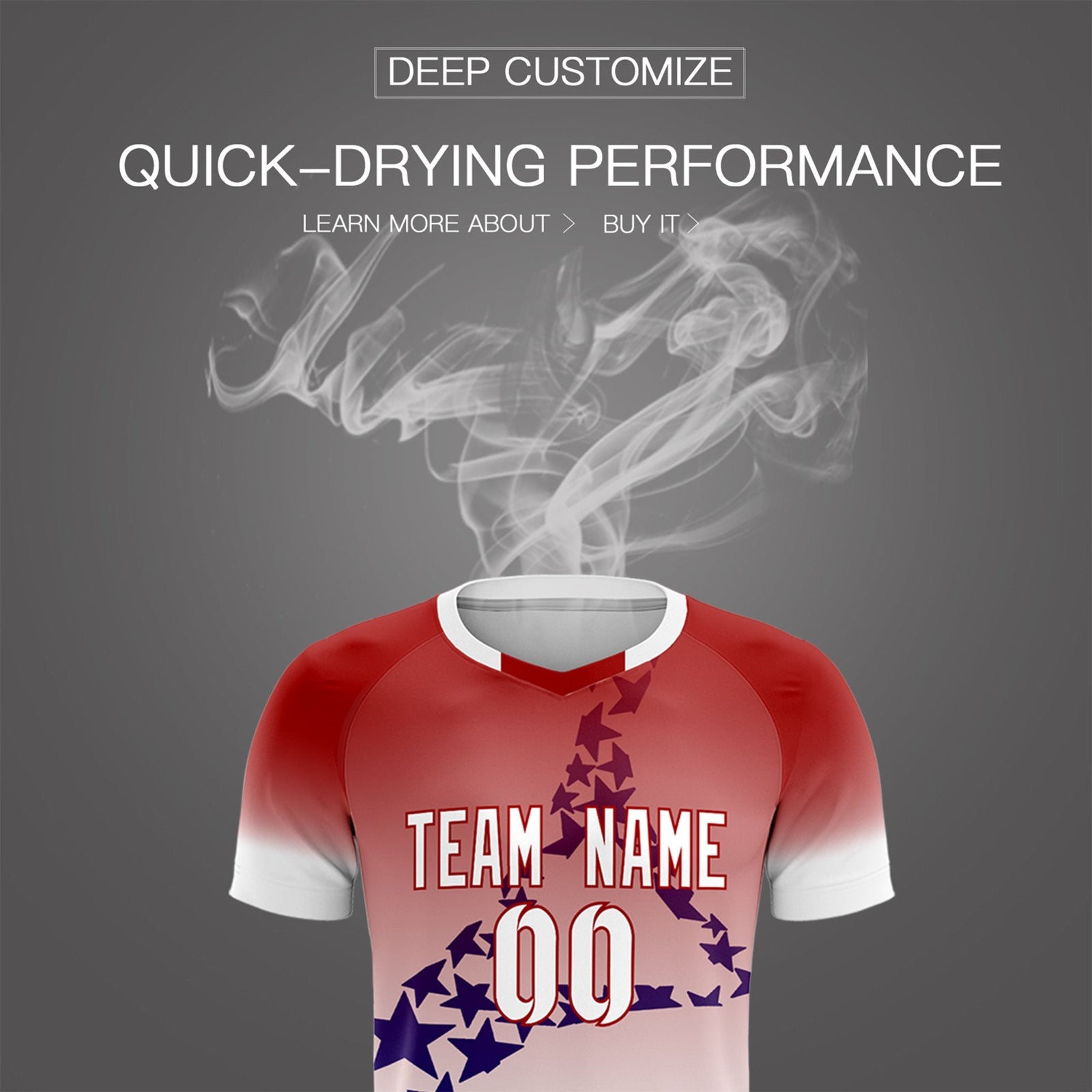 Custom Red Royal America Star World Cup Inspired Quick-Drying Gradient Fashion Soccer Sets Jersey