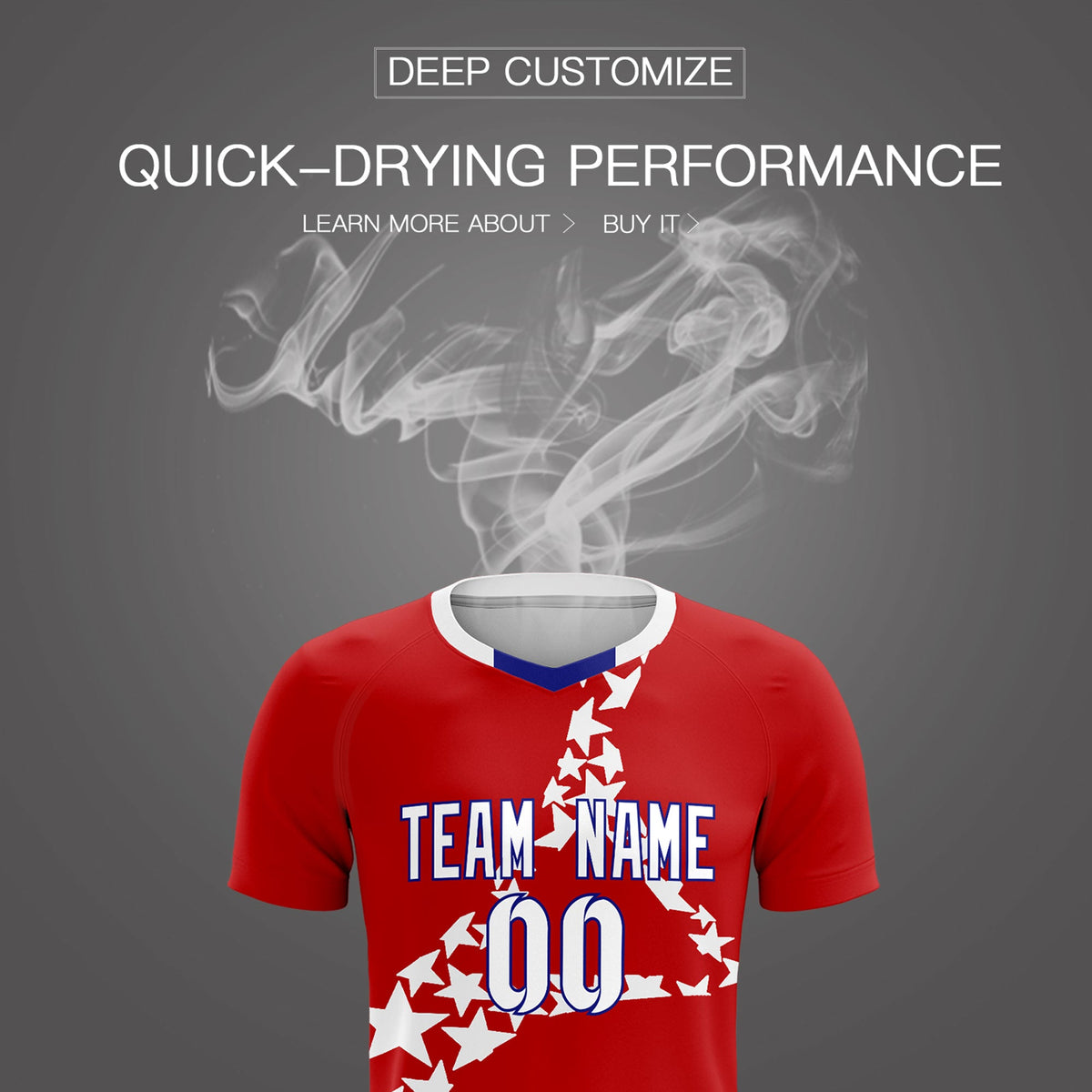 Custom Red White America Star World Cup Inspired Wrinkle-Resistant Graffiti Pattern Soccer Sets Jersey