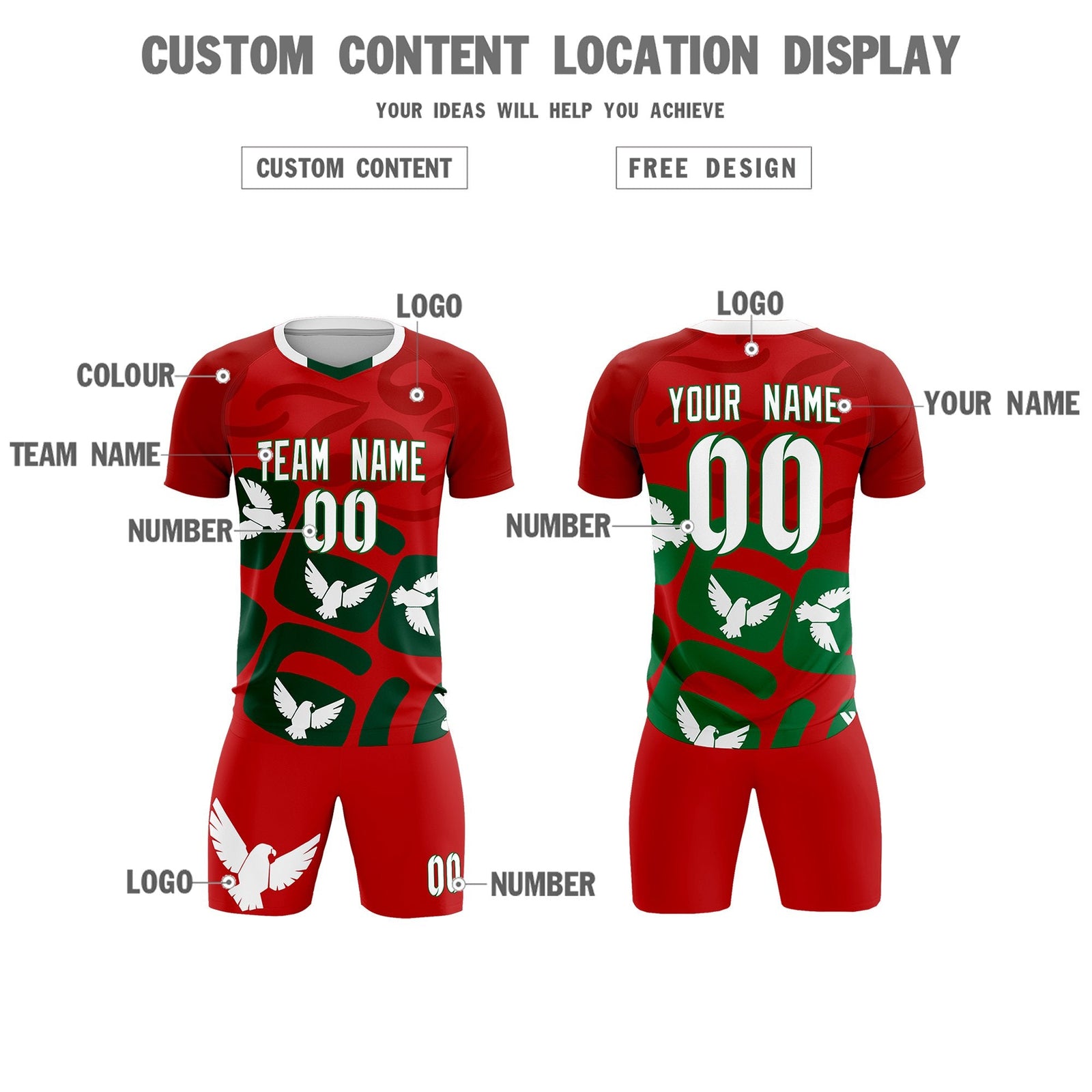 Custom Red Mexico Eagle World Cup Inspired Lightweight Graffiti Pattern Soccer Sets Jersey
