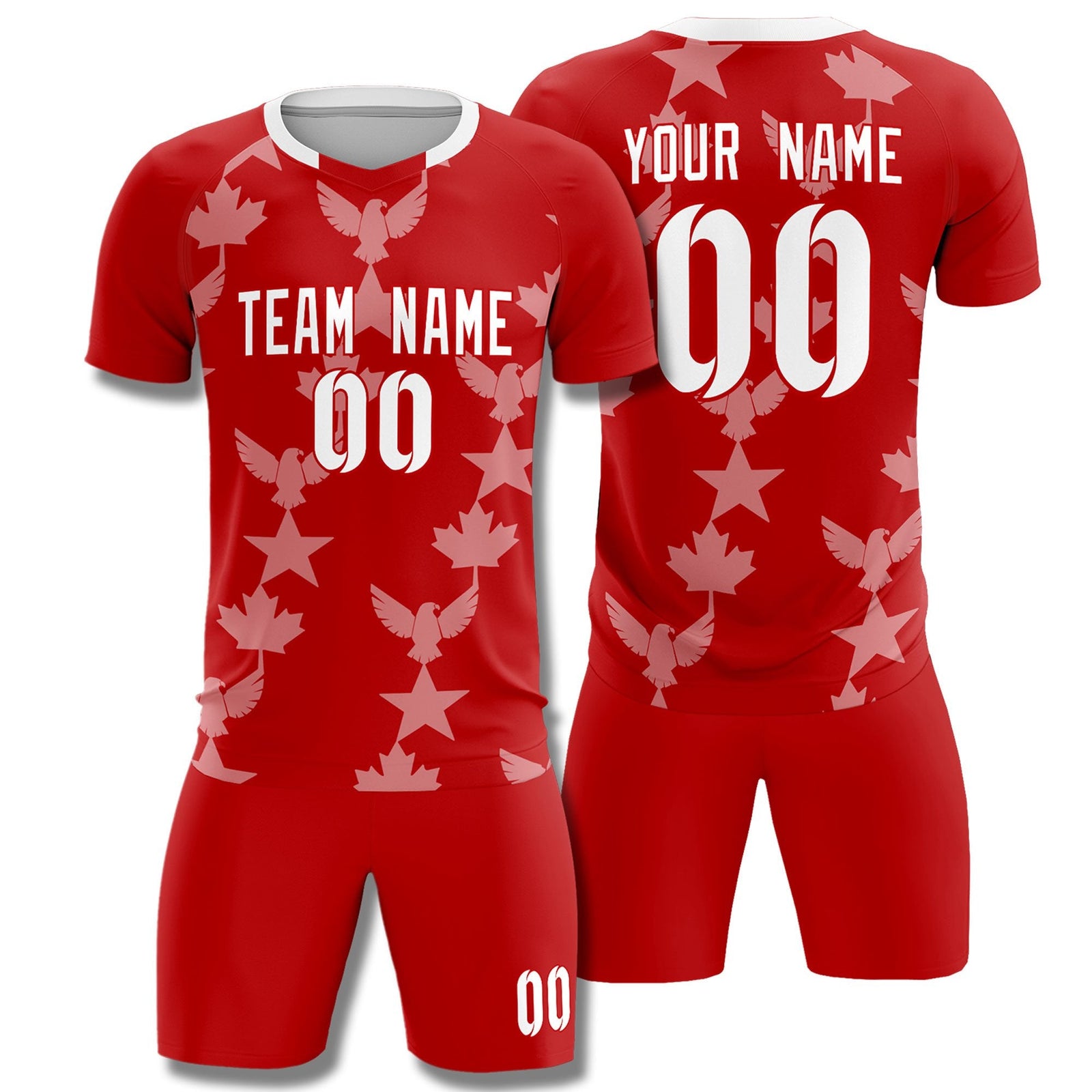 Custom Red World Cup Inspired Breathable&Quick-Drying Training Uniform Graffiti Pattern Soccer Sets Jersey