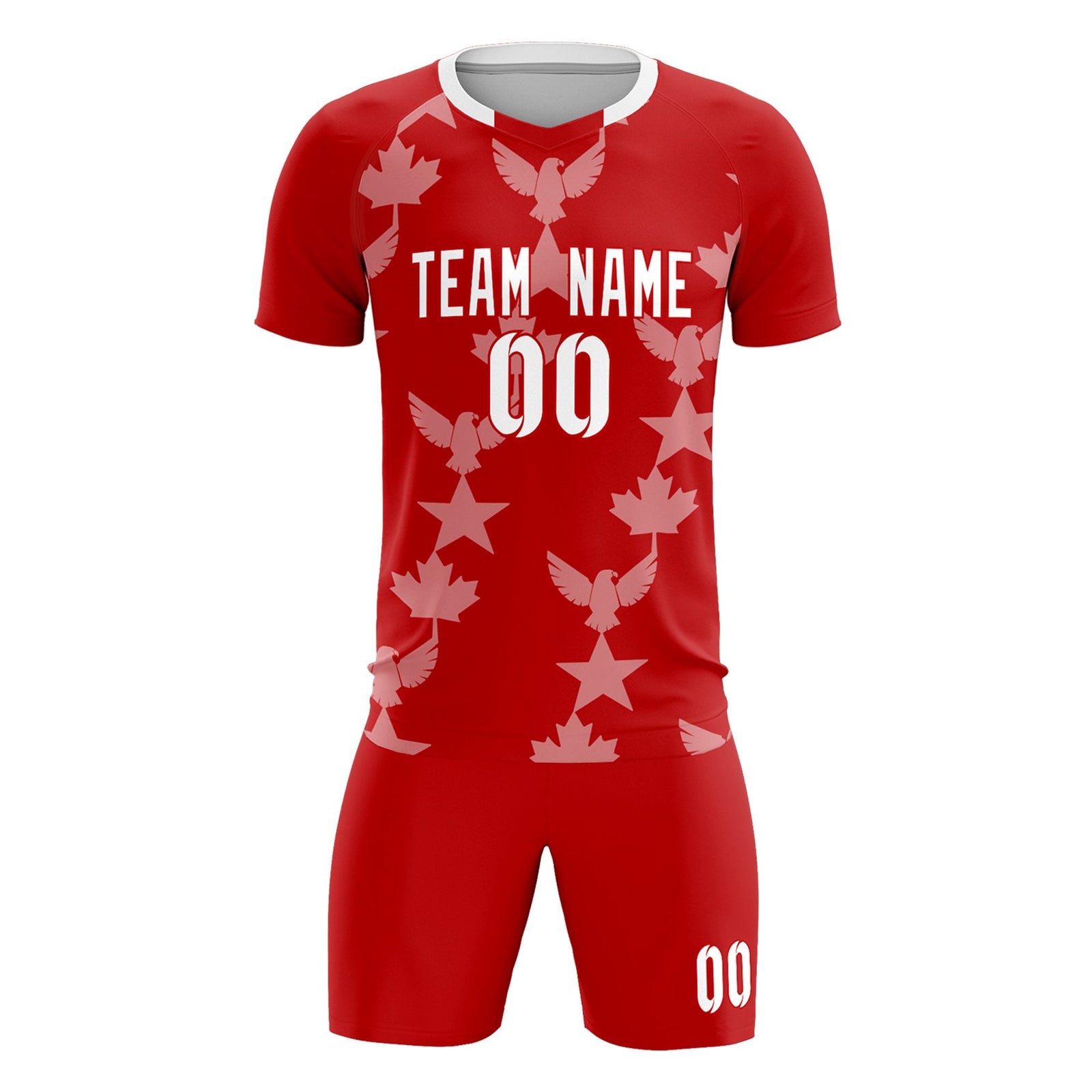 Custom Red World Cup Inspired Breathable&Quick-Drying Training Uniform Graffiti Pattern Soccer Sets Jersey
