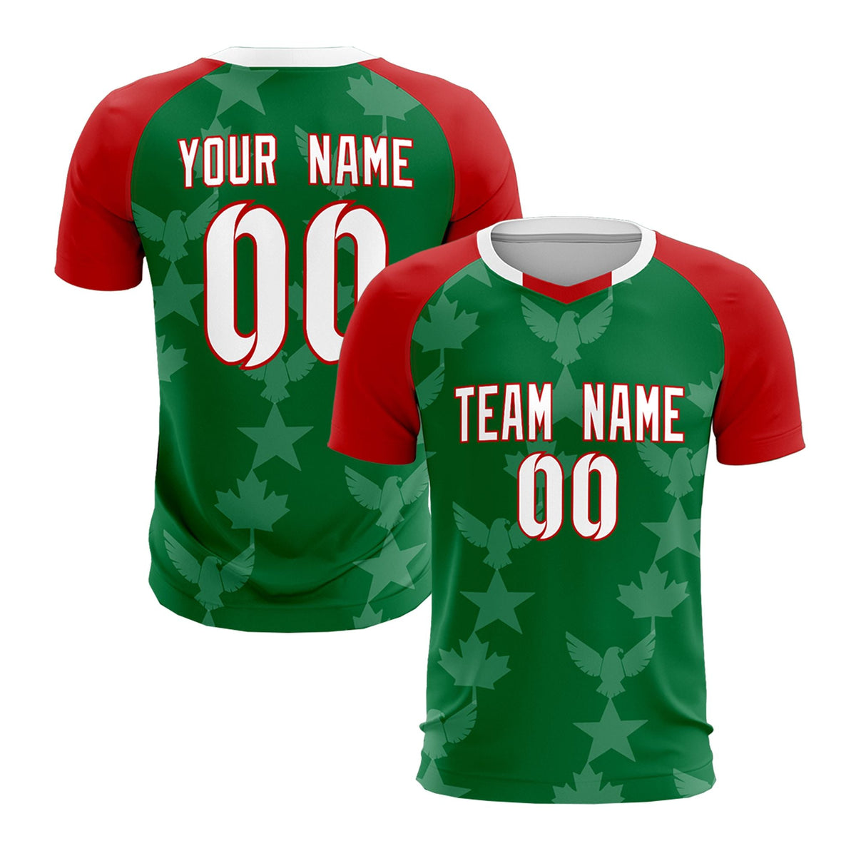 Custom Red Kelly Green World Cup Inspired Lightweight&amp;Drapable Training Uniform Raglan Sleeve Soccer Sets Jersey
