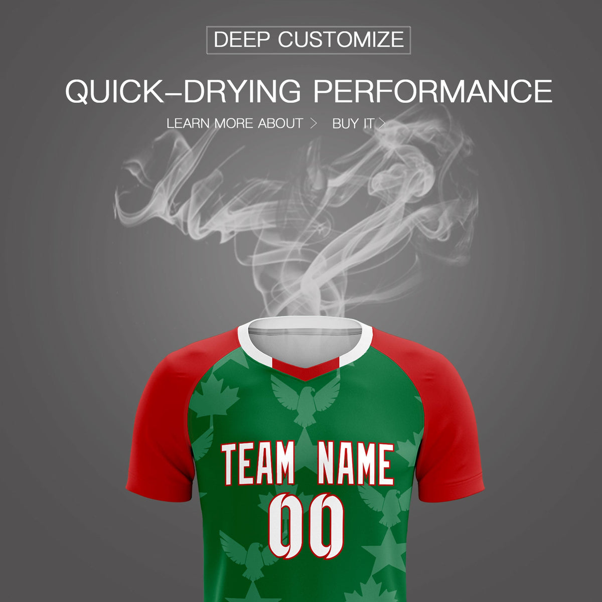 Custom Red Kelly Green World Cup Inspired Lightweight&amp;Drapable Training Uniform Raglan Sleeve Soccer Sets Jersey
