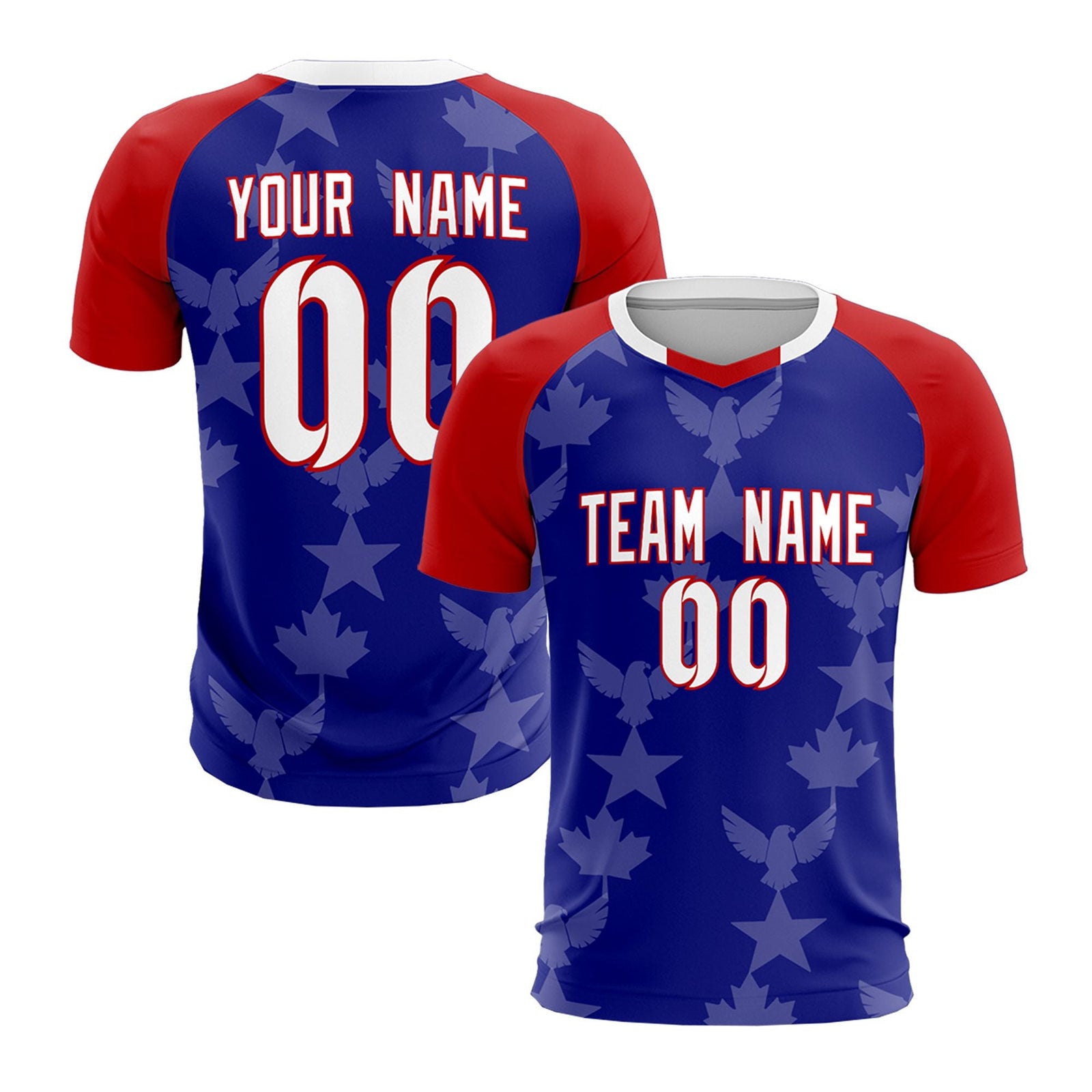 Custom Red Royal World Cup Inspired Wrinkle-Resistant Training Uniform Raglan Sleeve Soccer Sets Jersey