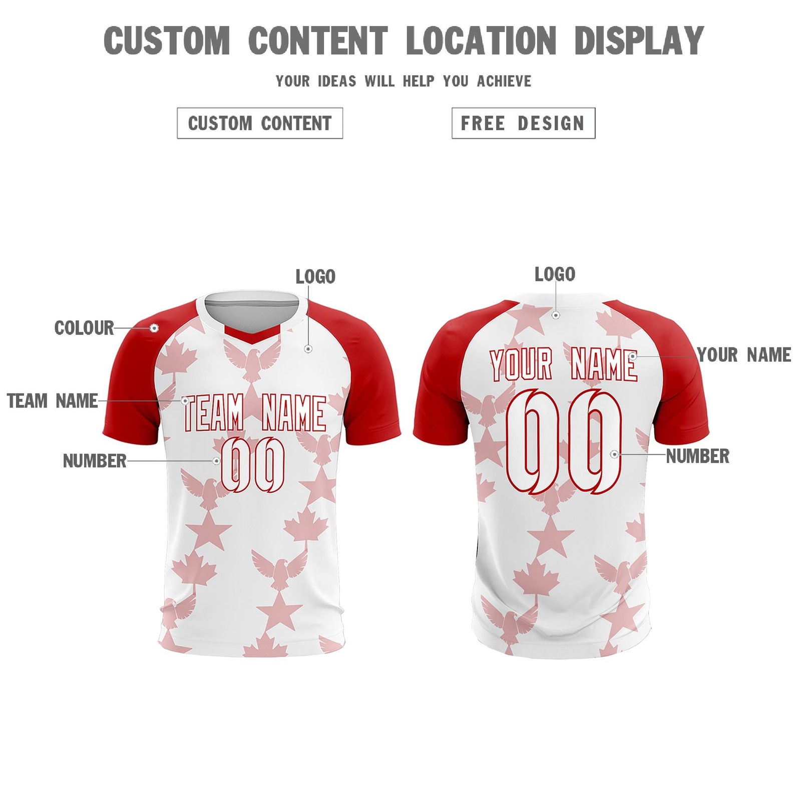 Custom Red White World Cup Inspired Breathable&Quick-Drying Training Uniform Raglan Sleeve Soccer Sets Jersey
