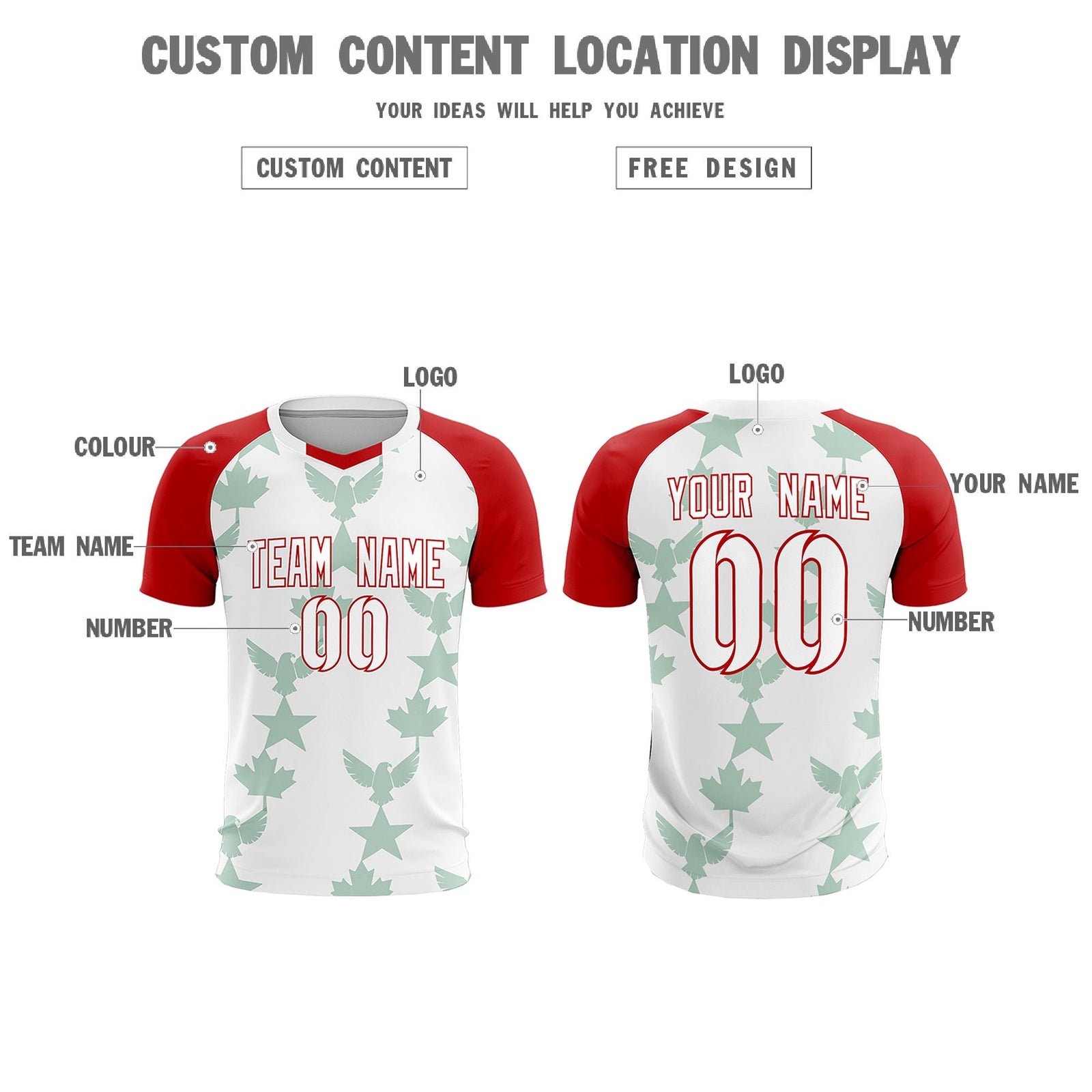 Custom Red White World Cup Inspired Lightweight&Drapable Training Uniform Raglan Sleeve Soccer Sets Jersey