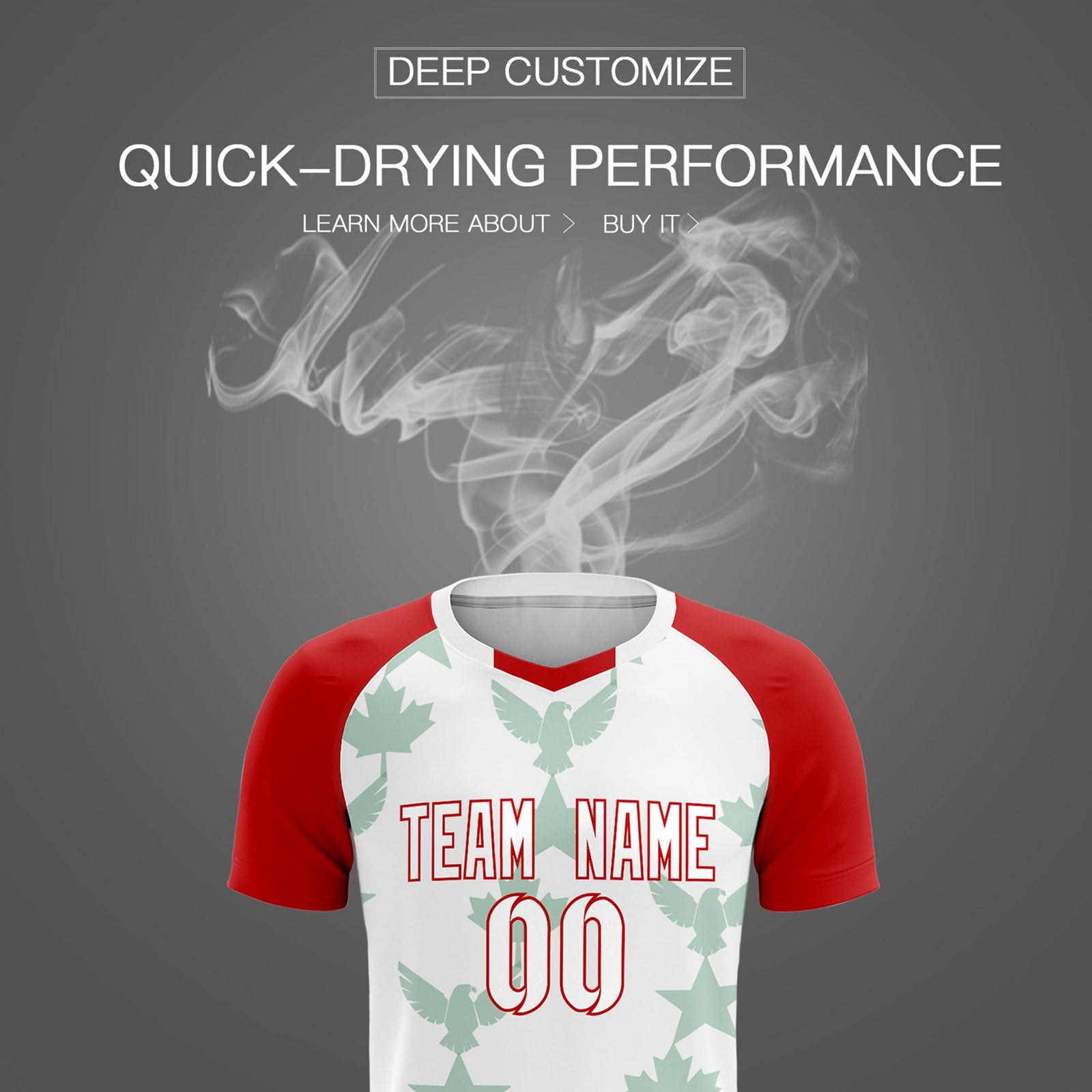 Custom Red White World Cup Inspired Lightweight&Drapable Training Uniform Raglan Sleeve Soccer Sets Jersey