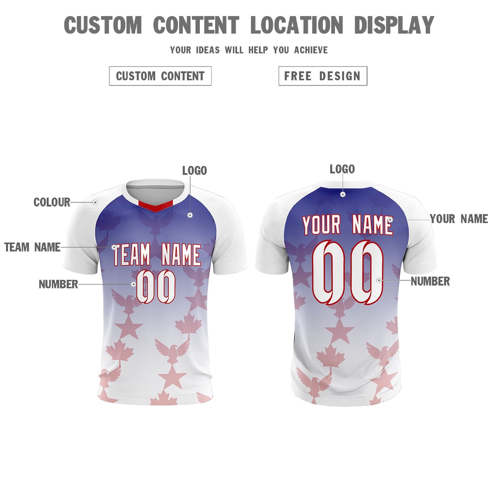 Custom White Royal World Cup Inspired Lightweight&Drapable Training Uniform Gradient Fashion Soccer Sets Jersey