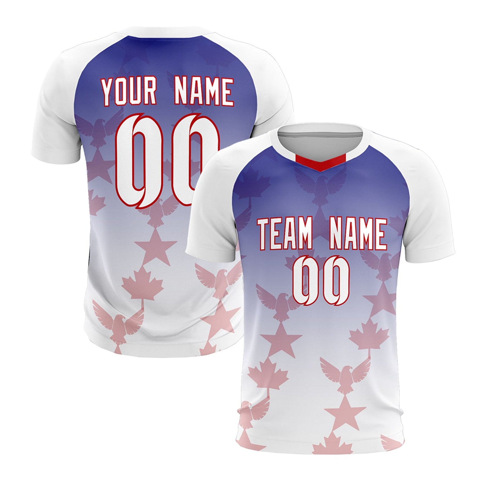 Custom White Royal World Cup Inspired Lightweight&Drapable Training Uniform Gradient Fashion Soccer Sets Jersey