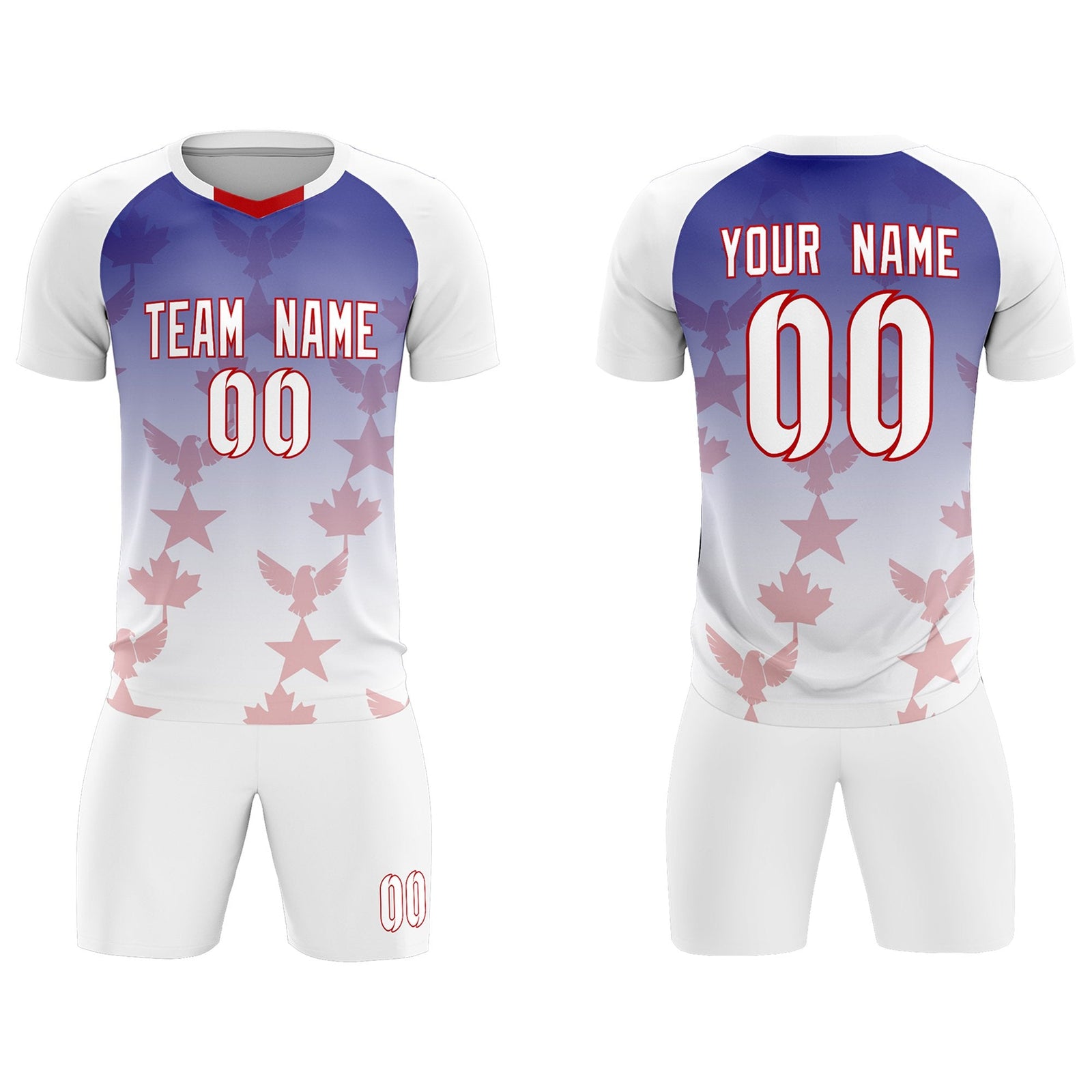 Custom White Royal World Cup Inspired Lightweight&Drapable Training Uniform Gradient Fashion Soccer Sets Jersey
