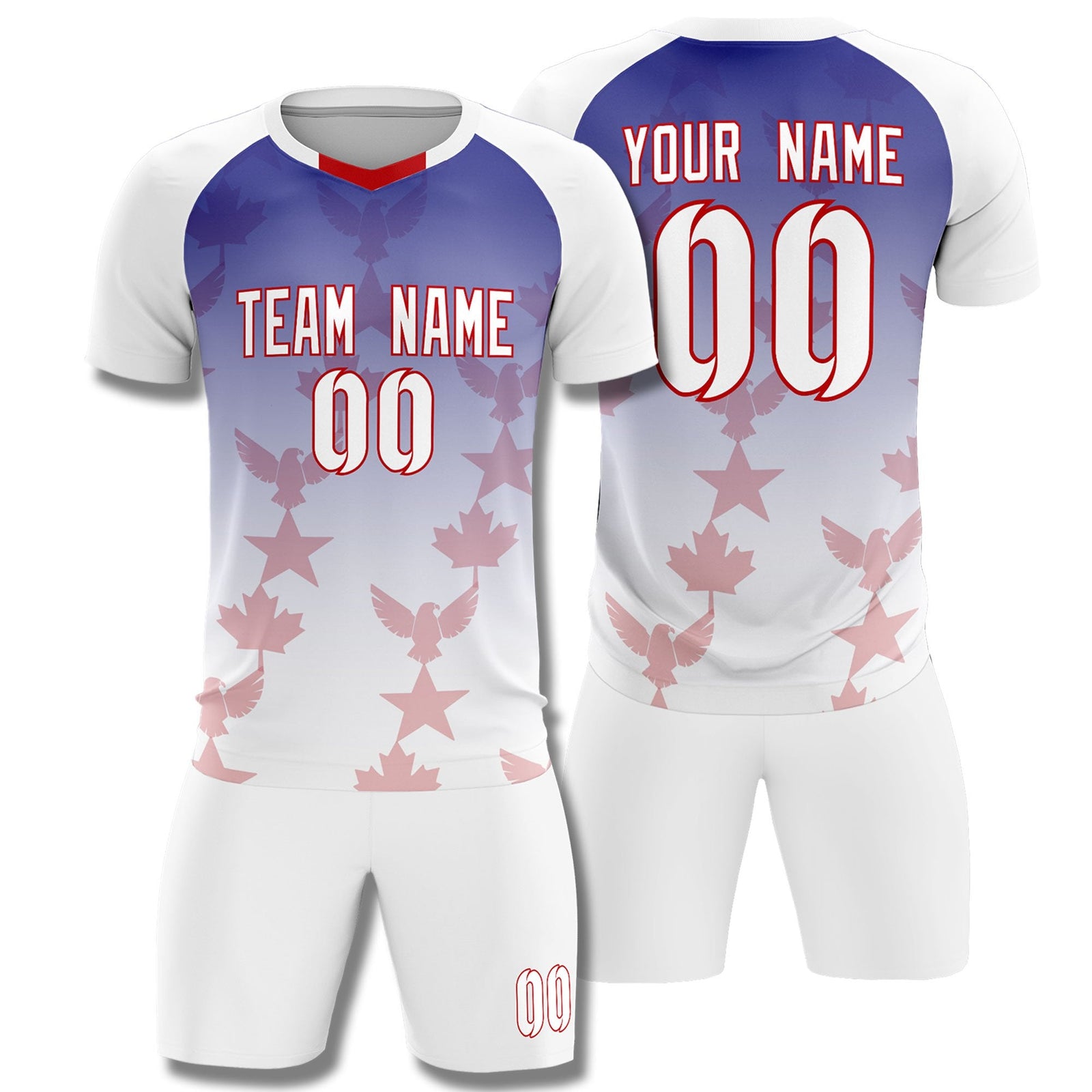 Custom White Royal World Cup Inspired Lightweight&Drapable Training Uniform Gradient Fashion Soccer Sets Jersey