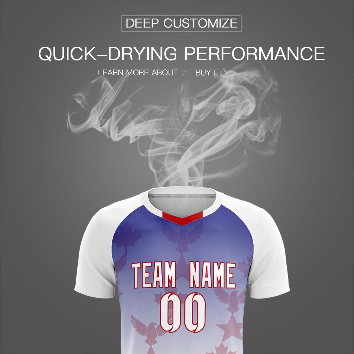 Custom White Royal World Cup Inspired Lightweight&amp;Drapable Training Uniform Gradient Fashion Soccer Sets Jersey