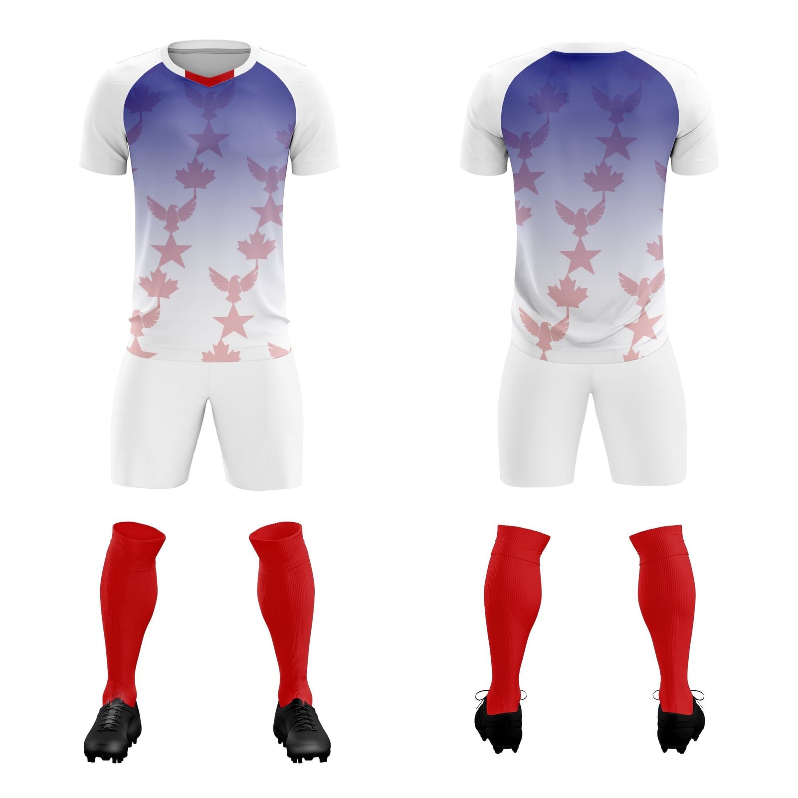 Custom White Royal World Cup Inspired Lightweight&Drapable Training Uniform Gradient Fashion Soccer Sets Jersey