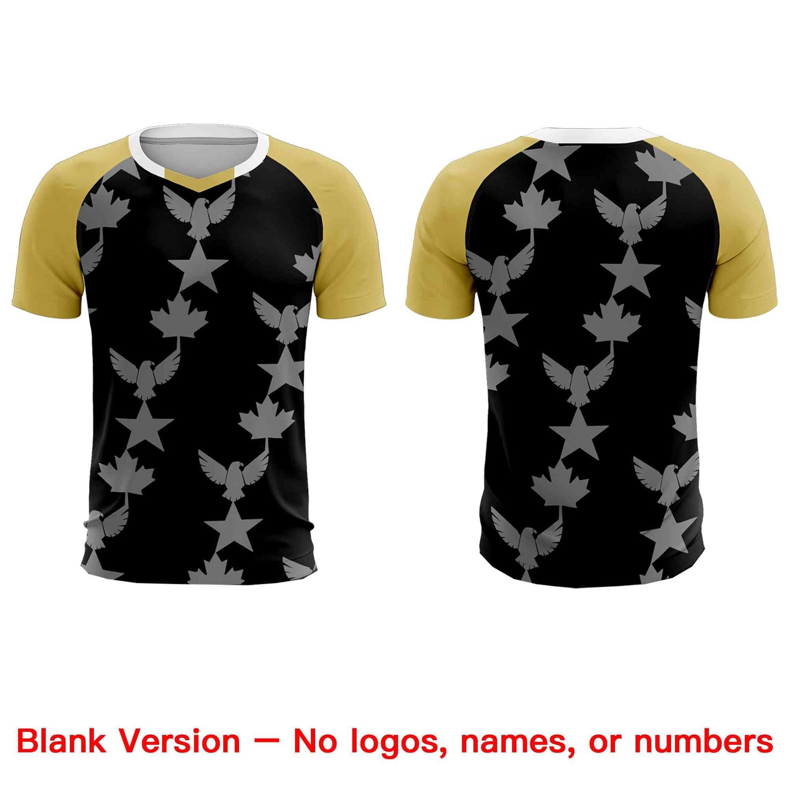 Custom Old Gold Black World Cup Inspired Breathable&Quick-Drying Training Uniform Raglan Sleeve Soccer Sets Jersey