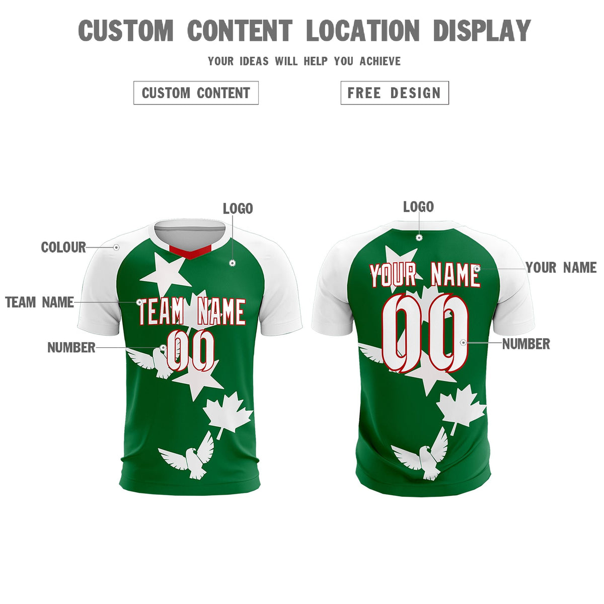 Custom White Kelly Green World Cup Inspired Wrinkle-Resistant Training Uniform Raglan Sleeve Soccer Sets Jersey
