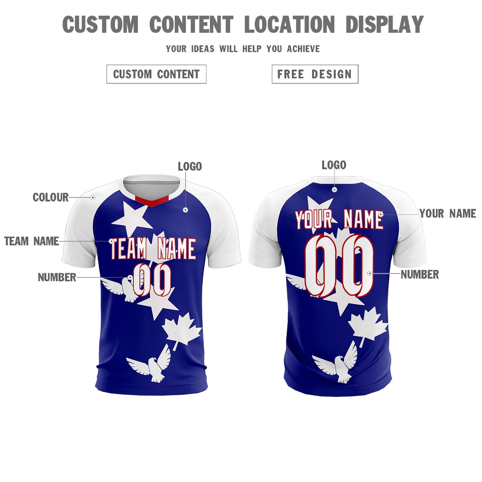 Custom White Royal World Cup Inspired Breathable&Quick-Drying Training Uniform Raglan Sleeve Soccer Sets Jersey